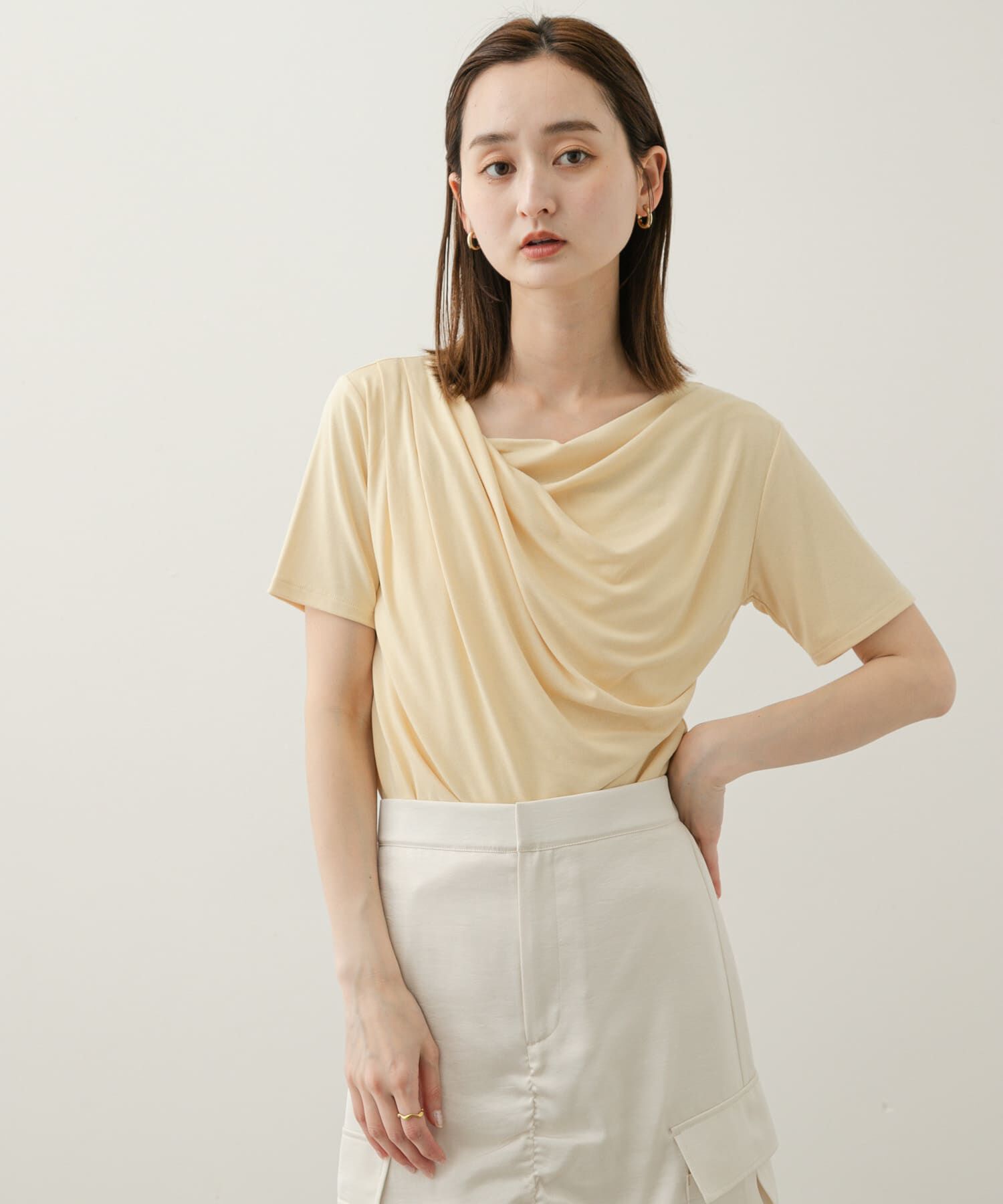 SENSE OF PLACE by URBAN RESEARCH「アシメドレープトップ(半袖)」|Tシャツ・カットソー|