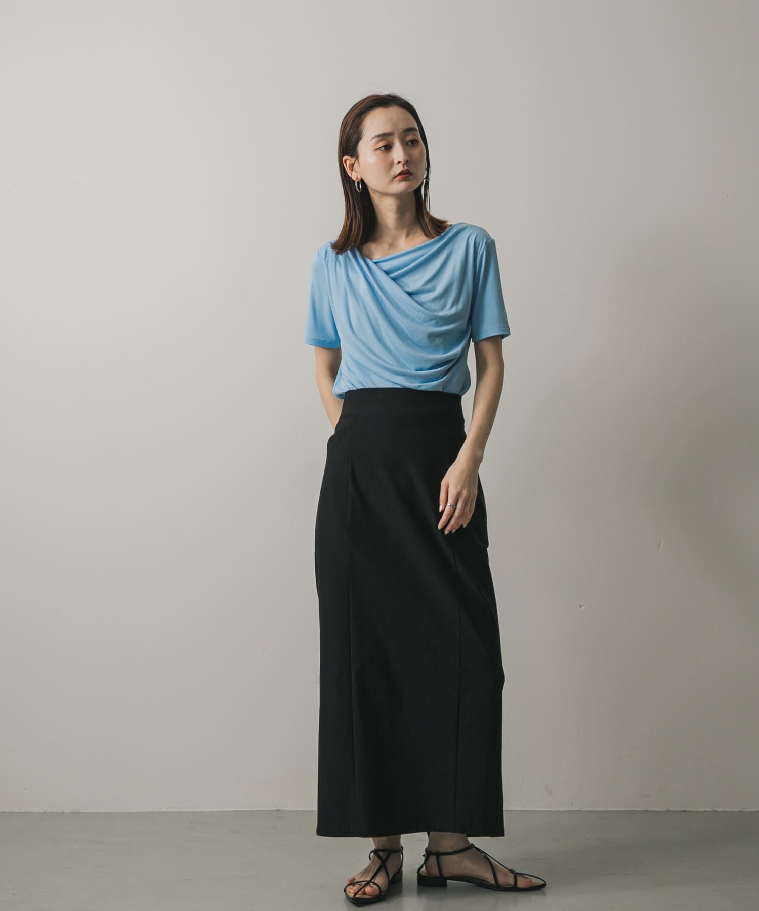 SENSE OF PLACE by URBAN RESEARCH「アシメドレープトップ(半袖)」|Tシャツ・カットソー|