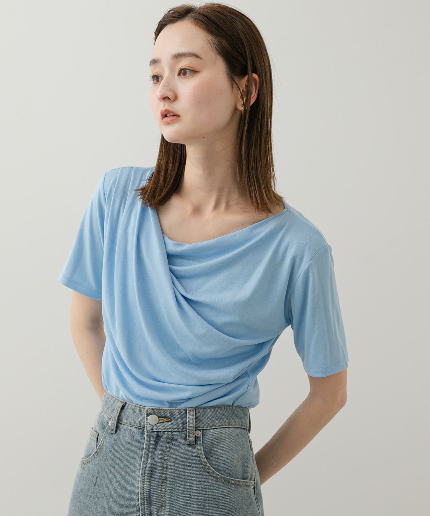 SENSE OF PLACE by URBAN RESEARCH「アシメドレープトップ(半袖)」|Tシャツ・カットソー|