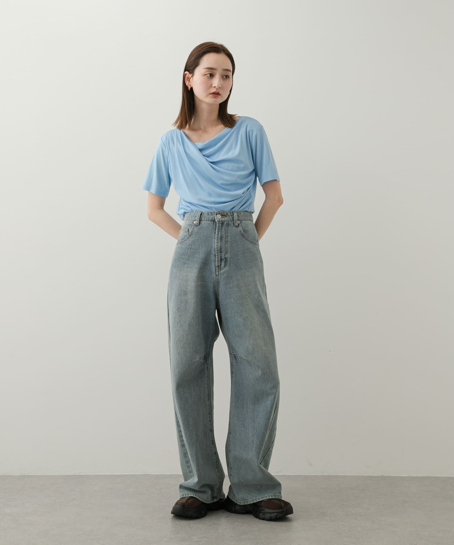 SENSE OF PLACE by URBAN RESEARCH「アシメドレープトップ(半袖)」|Tシャツ・カットソー|