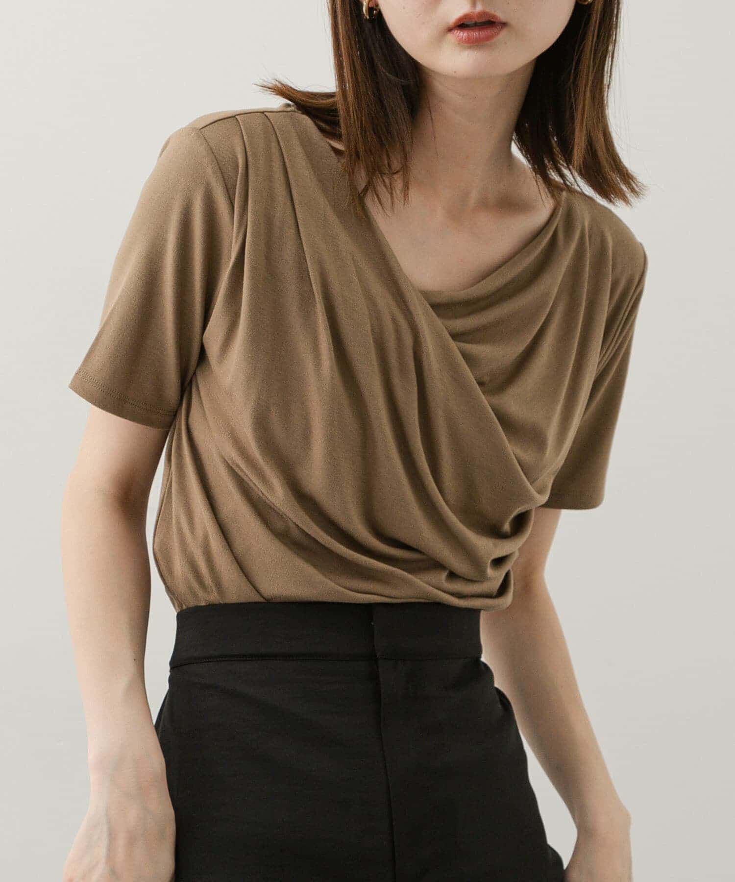 SENSE OF PLACE by URBAN RESEARCH「アシメドレープトップ(半袖)」|Tシャツ・カットソー|