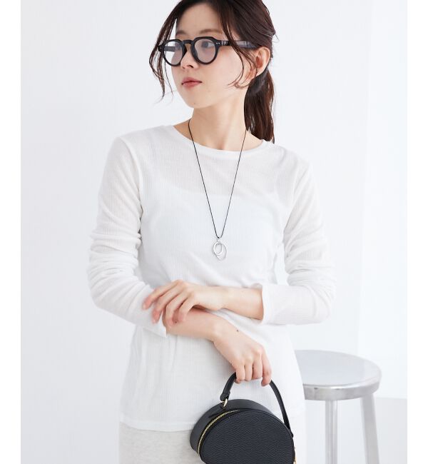 le.coeur blanc「《手洗い可能》シアーリブロングスリーブTシャツ」|Tシャツ・カットソー|オフ