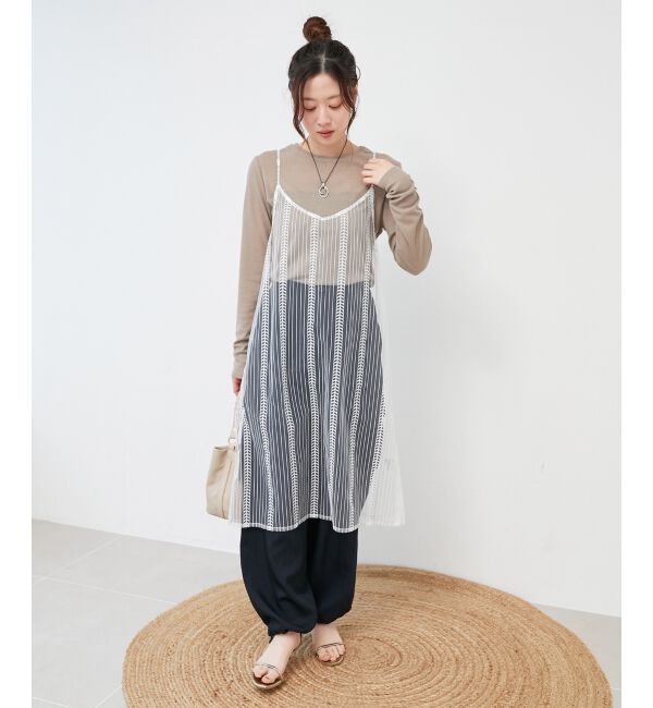 le.coeur blanc「《手洗い可能》シアーリブロングスリーブTシャツ」|Tシャツ・カットソー|