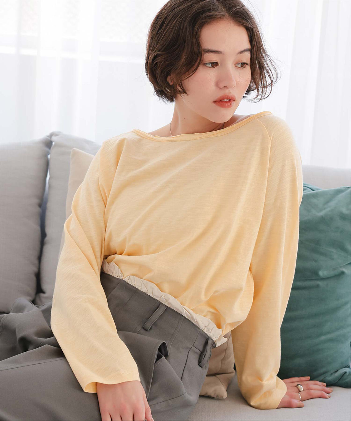 titivate「ルーズロングスリーブカットソー」|Tシャツ・カットソー|ライトイエロー