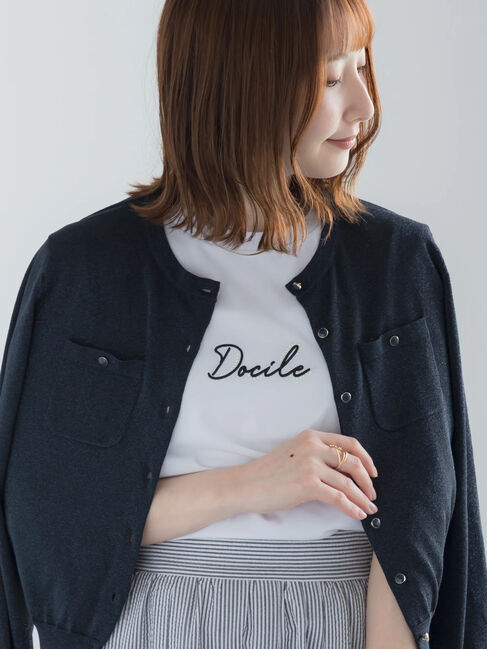 Te chichi「【接触冷感】パール&刺繍ロゴコンパクトTシャツ」|Tシャツ・カットソー|オフホワイト