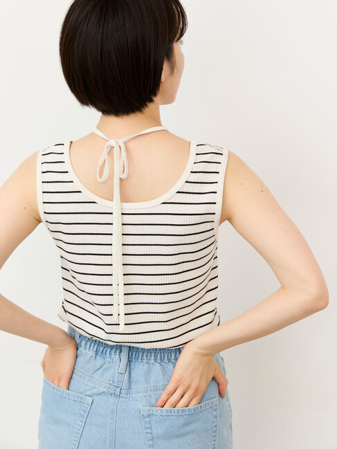 Samansa Mos2「【接触冷感・抗菌防臭】前後2WAYリボン付きタンク」|Tシャツ・カットソー|