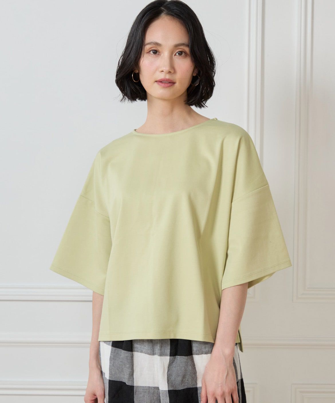 7-IDconcept.「《大きいサイズ》スリットスリーブプルオーバー」|Tシャツ・カットソー|キミドリ1
