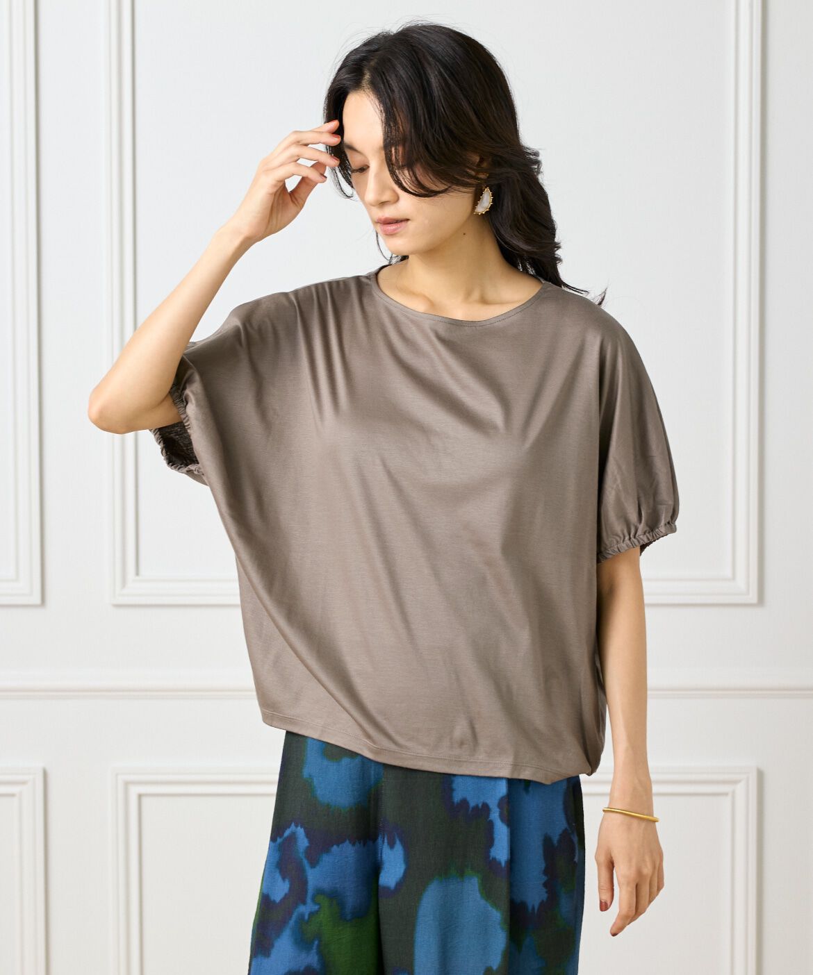 INED「《大きいサイズ》ボートネックドルマンカットソー」|Tシャツ・カットソー|モカチャ3
