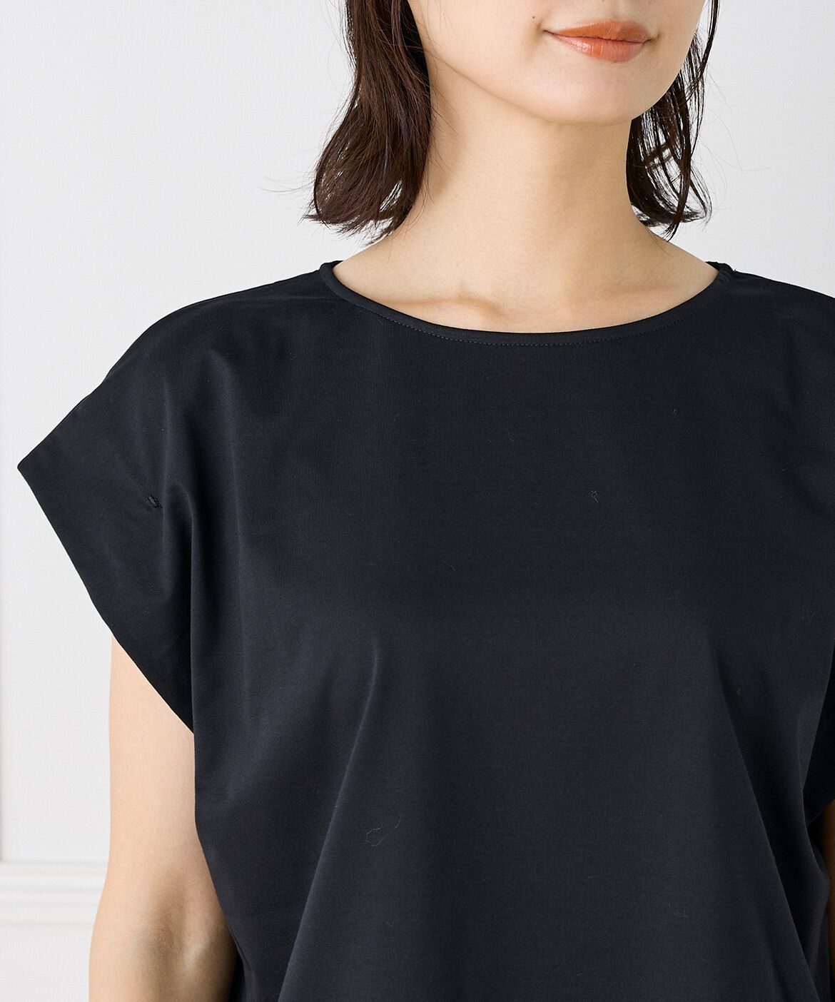 INED「《大きいサイズ》ショートスリーブコクーントップス」|Tシャツ・カットソー|