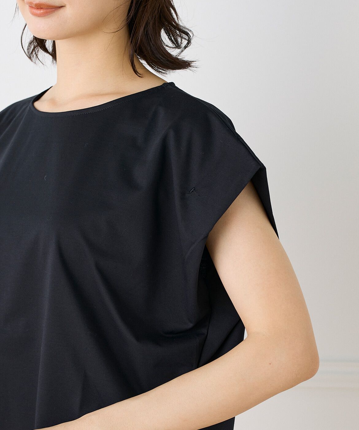 INED「《大きいサイズ》ショートスリーブコクーントップス」|Tシャツ・カットソー|