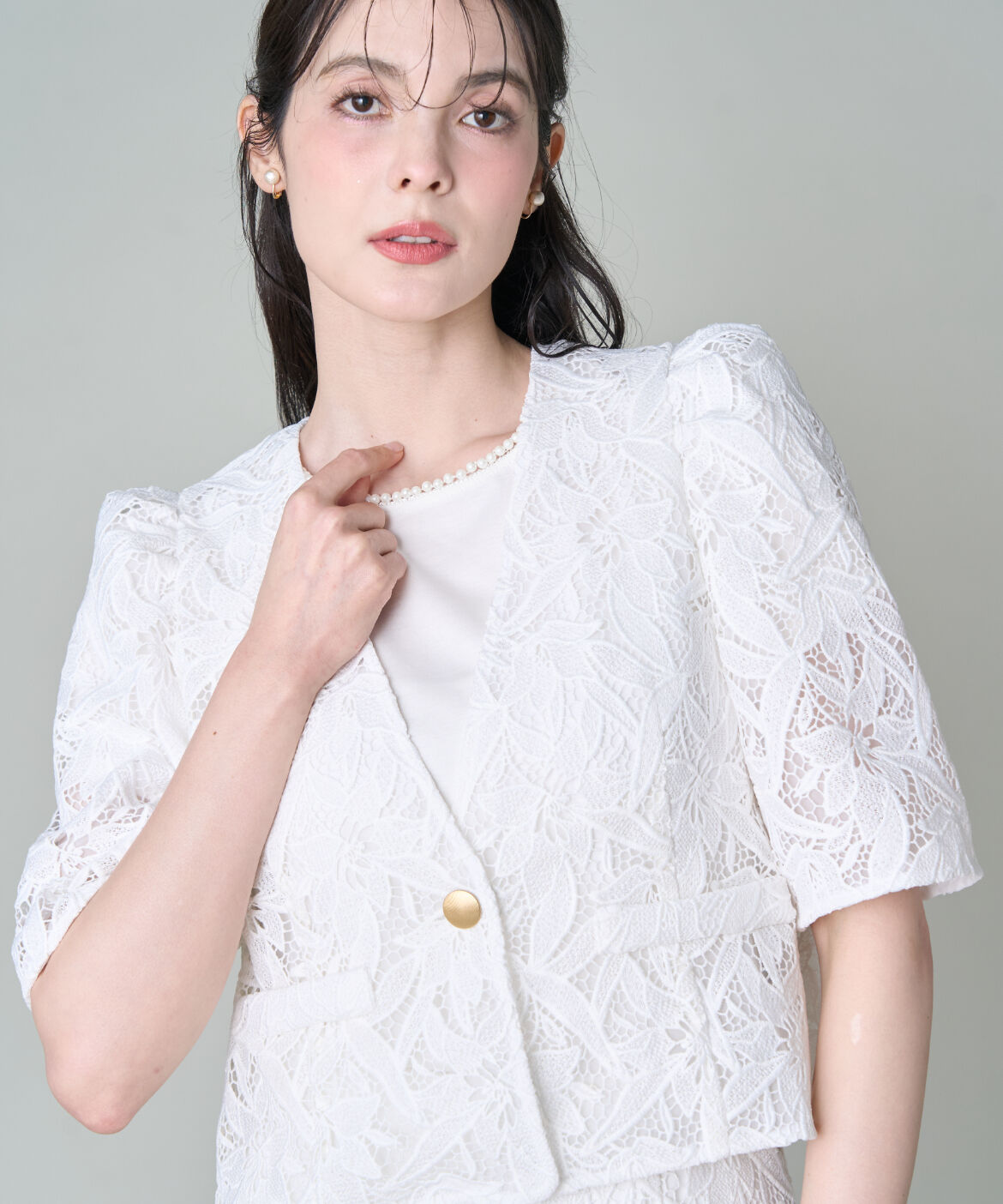 Maglie le cassetto「《M Maglie le cassetto》フラワーレース柄半袖ジャケット」|その他|