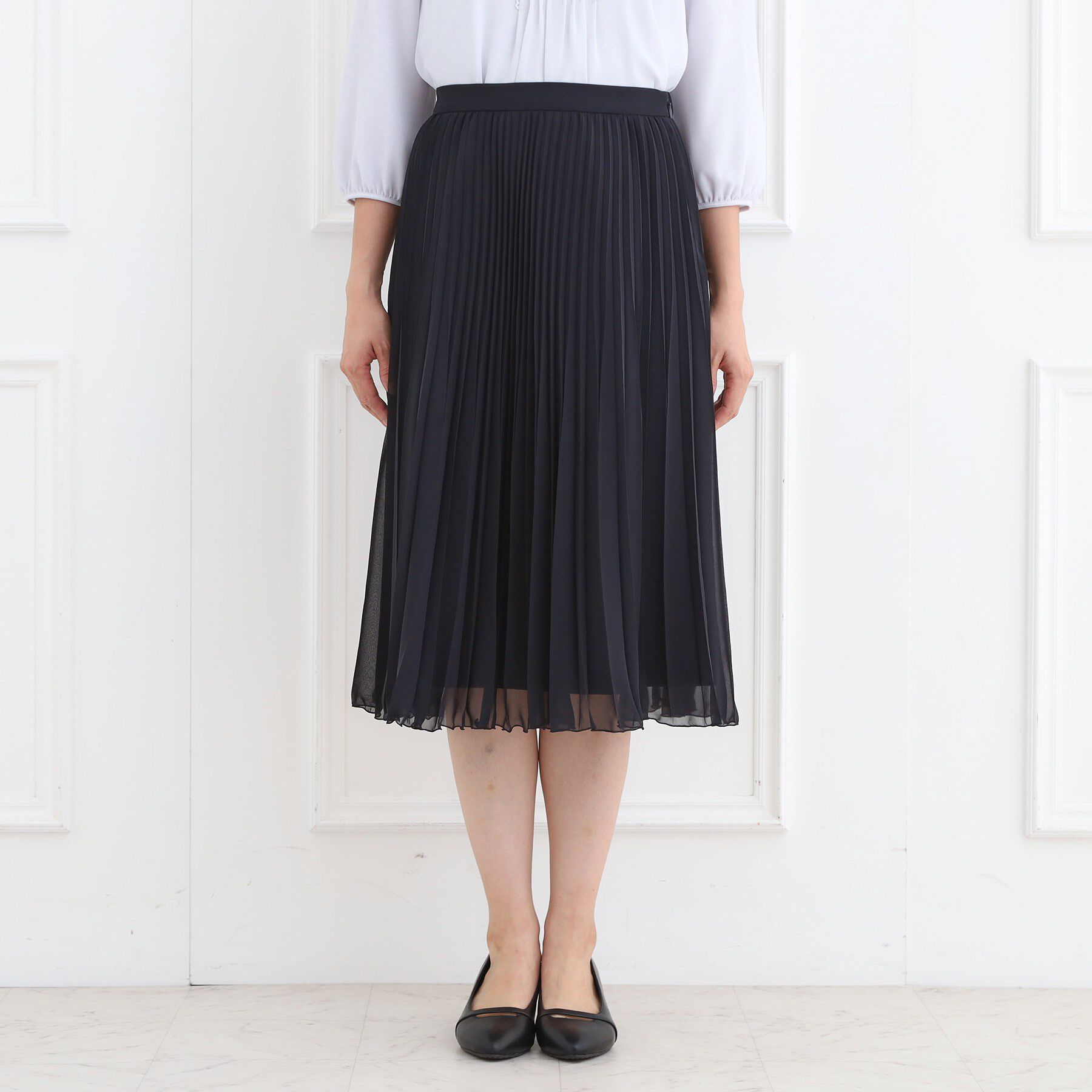 Reflect「【SS-4Lサイズ】シフォンジョーゼットプリーツスカート」|スカート|