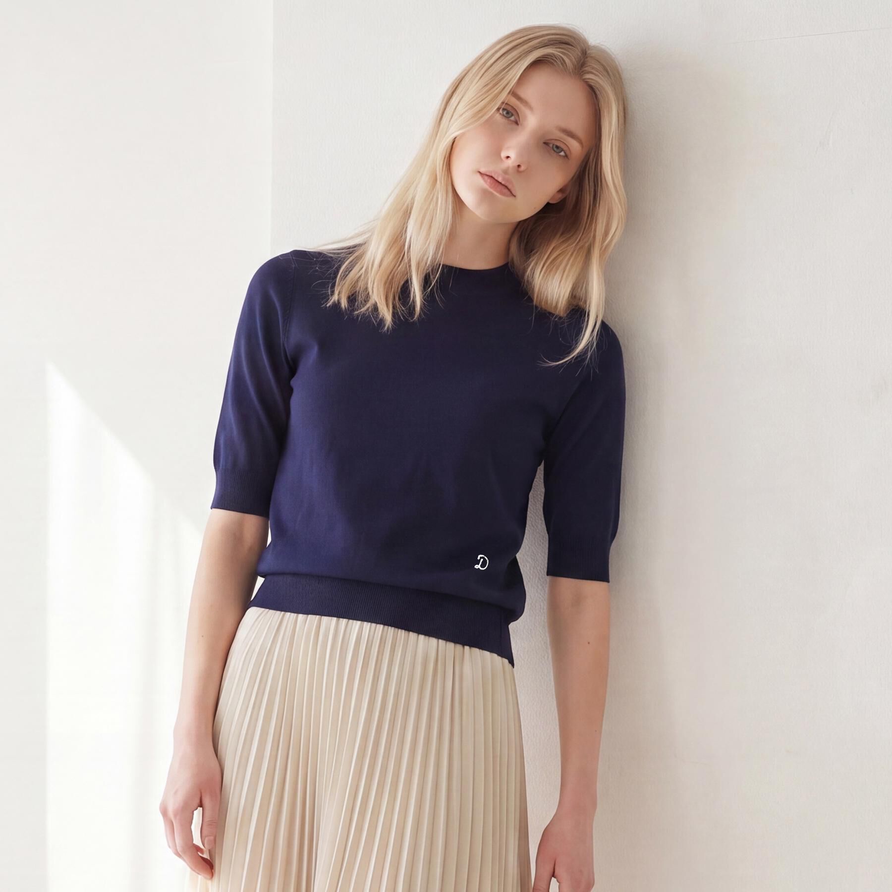 DRESSTERIOR「【ウォッシャブル】コットンシルクハーフスリーブニット」|ニット・セーター|