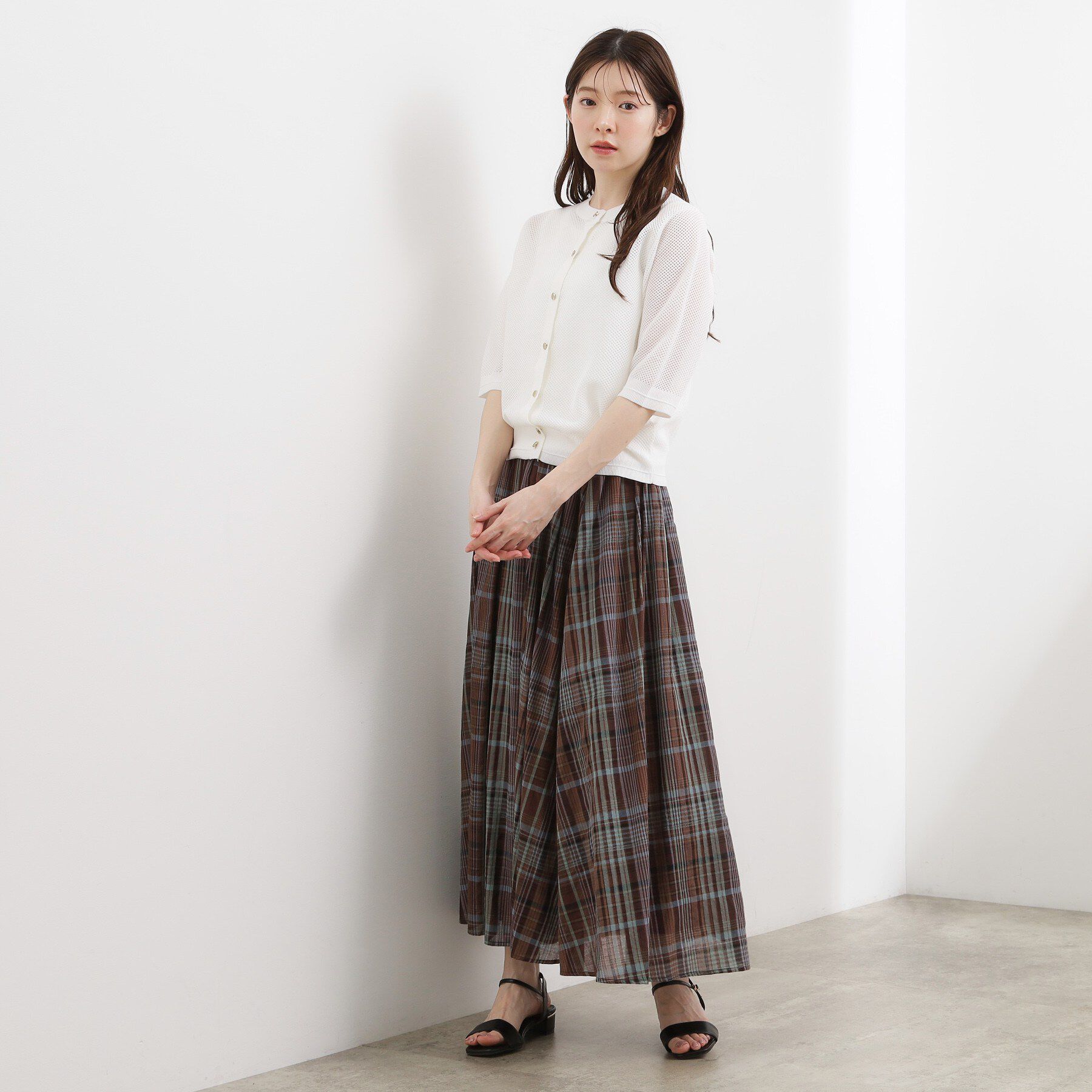 grove「【貴島明日香さん着用・洗える】透けない、大人のメッシュカーディガン」|カーディガン|