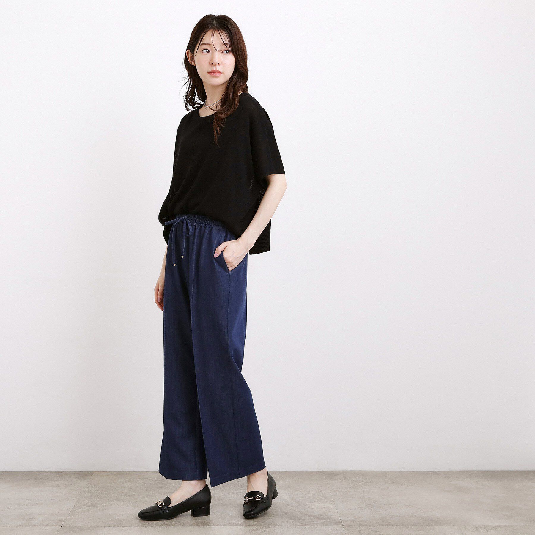 grove「楽ちんできれい見え デニムライクストレッチドロストパンツ」|その他|