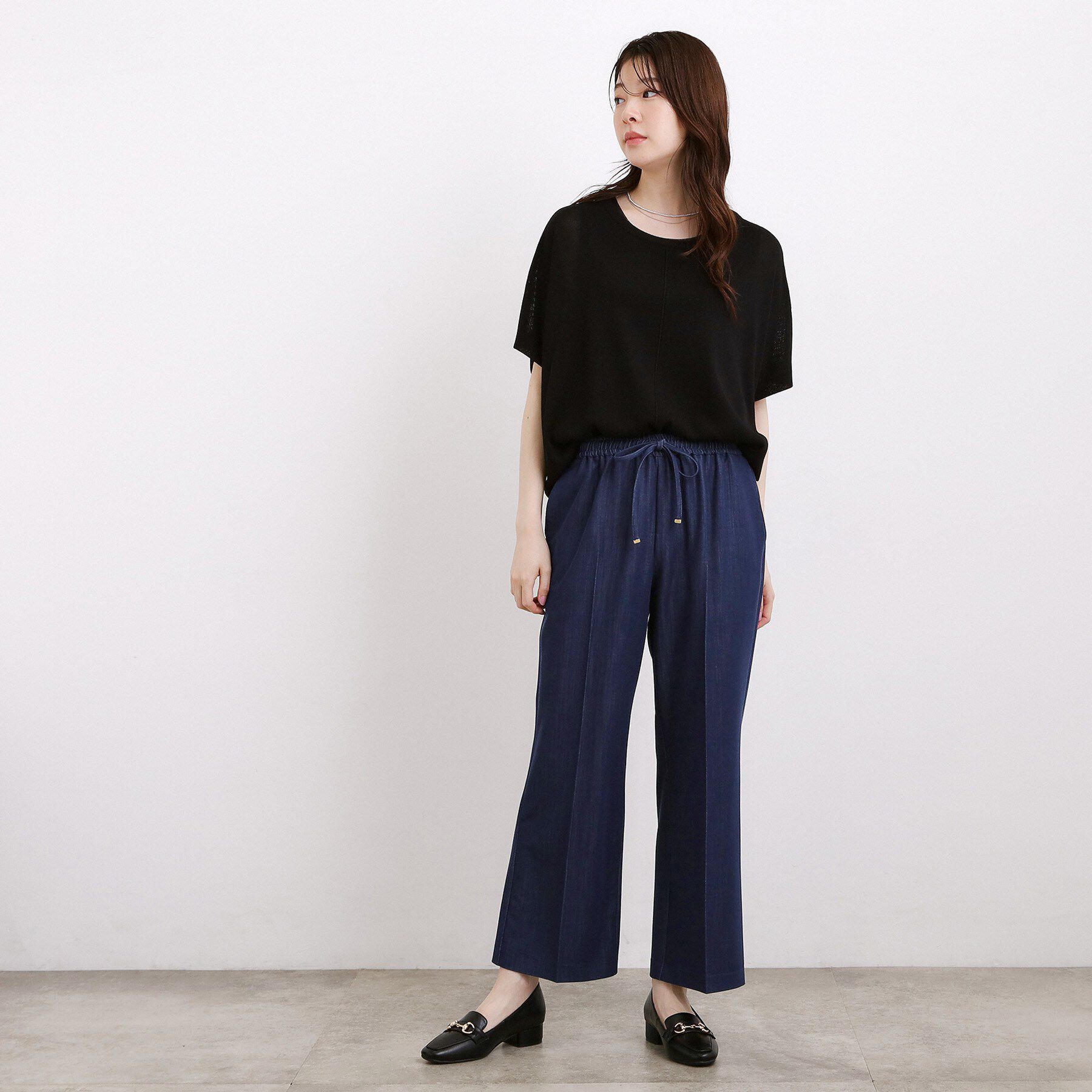 grove「楽ちんできれい見え デニムライクストレッチドロストパンツ」|その他|