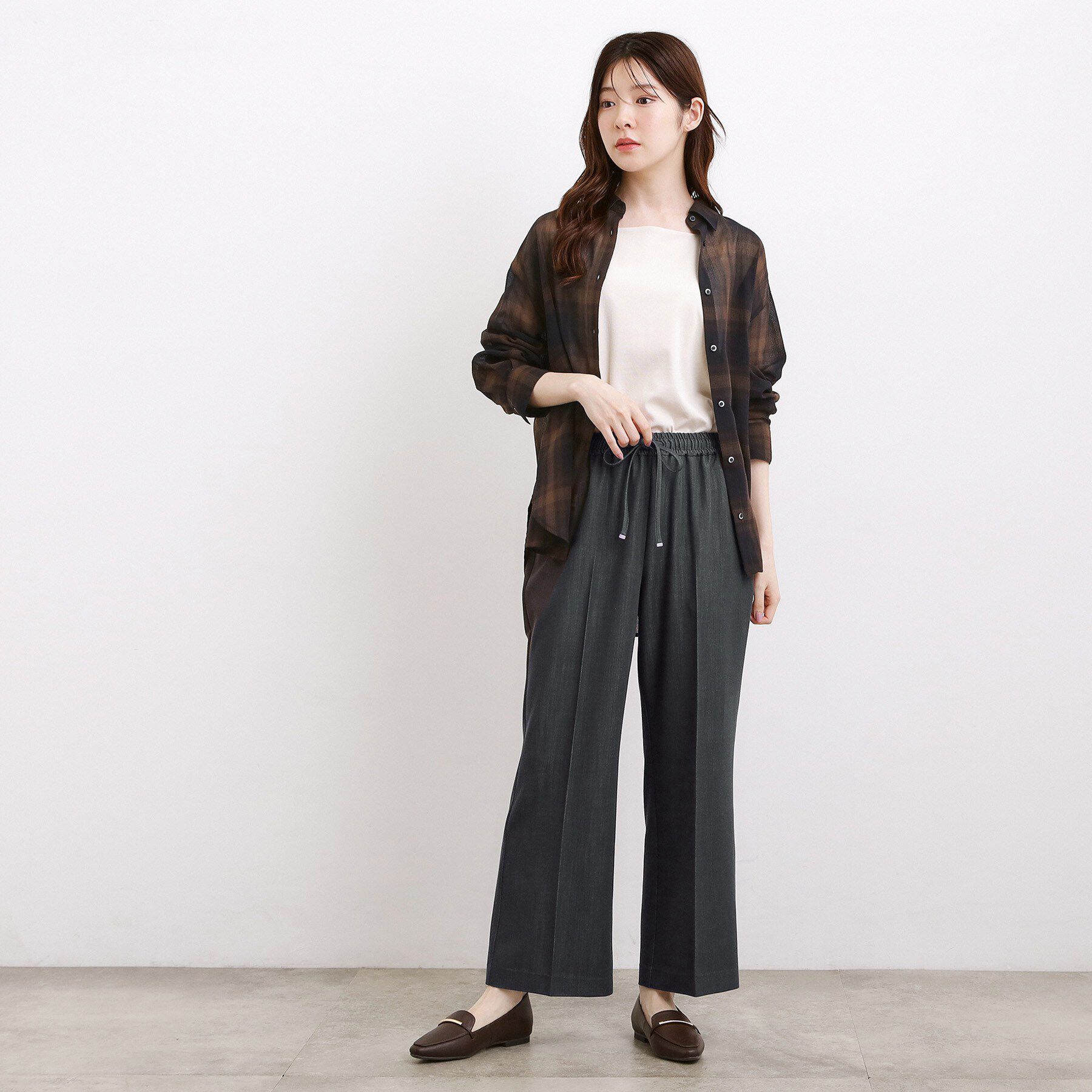 grove「楽ちんできれい見え デニムライクストレッチドロストパンツ」|その他|