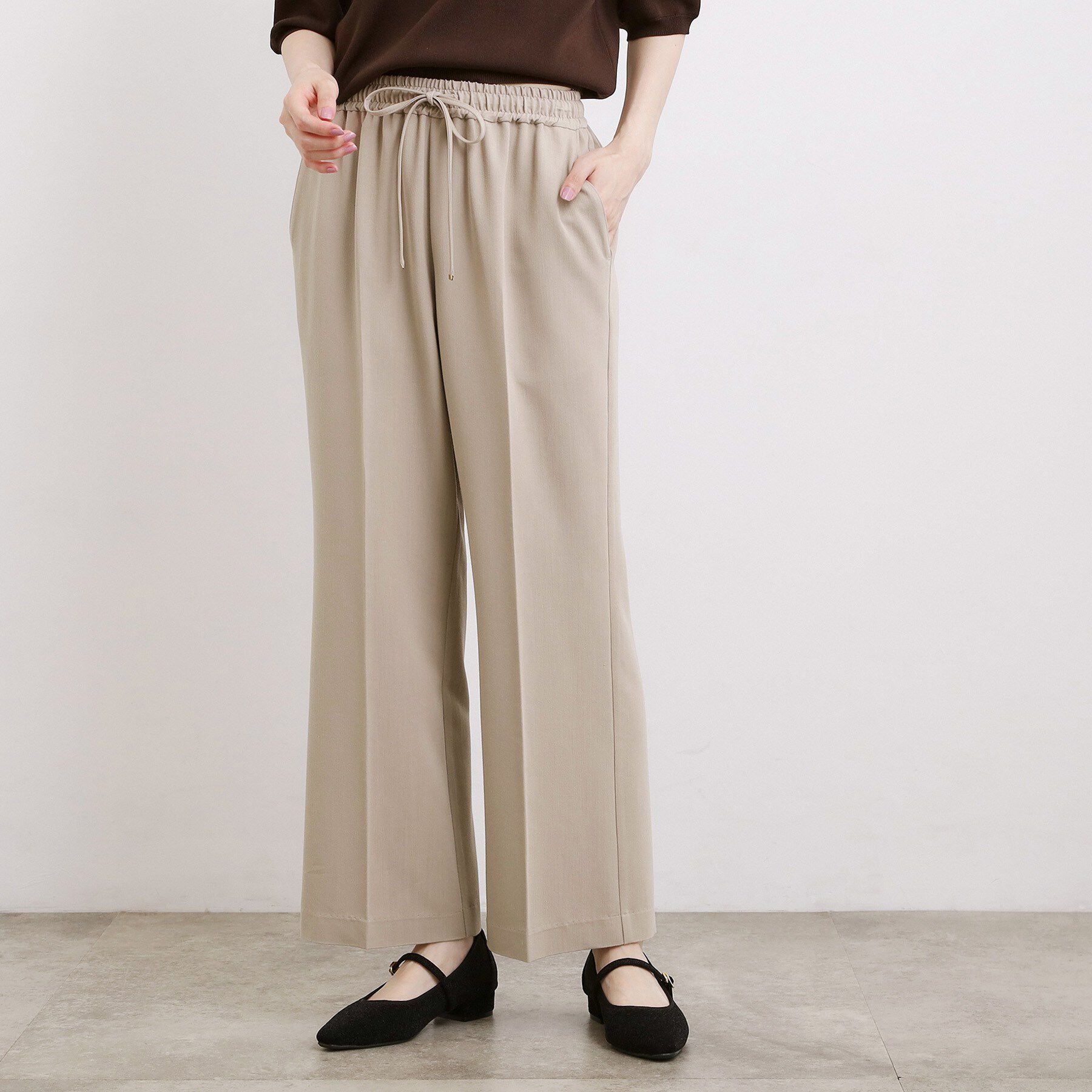 grove「楽ちんできれい見え デニムライクストレッチドロストパンツ」|その他|ライトベージュ(05