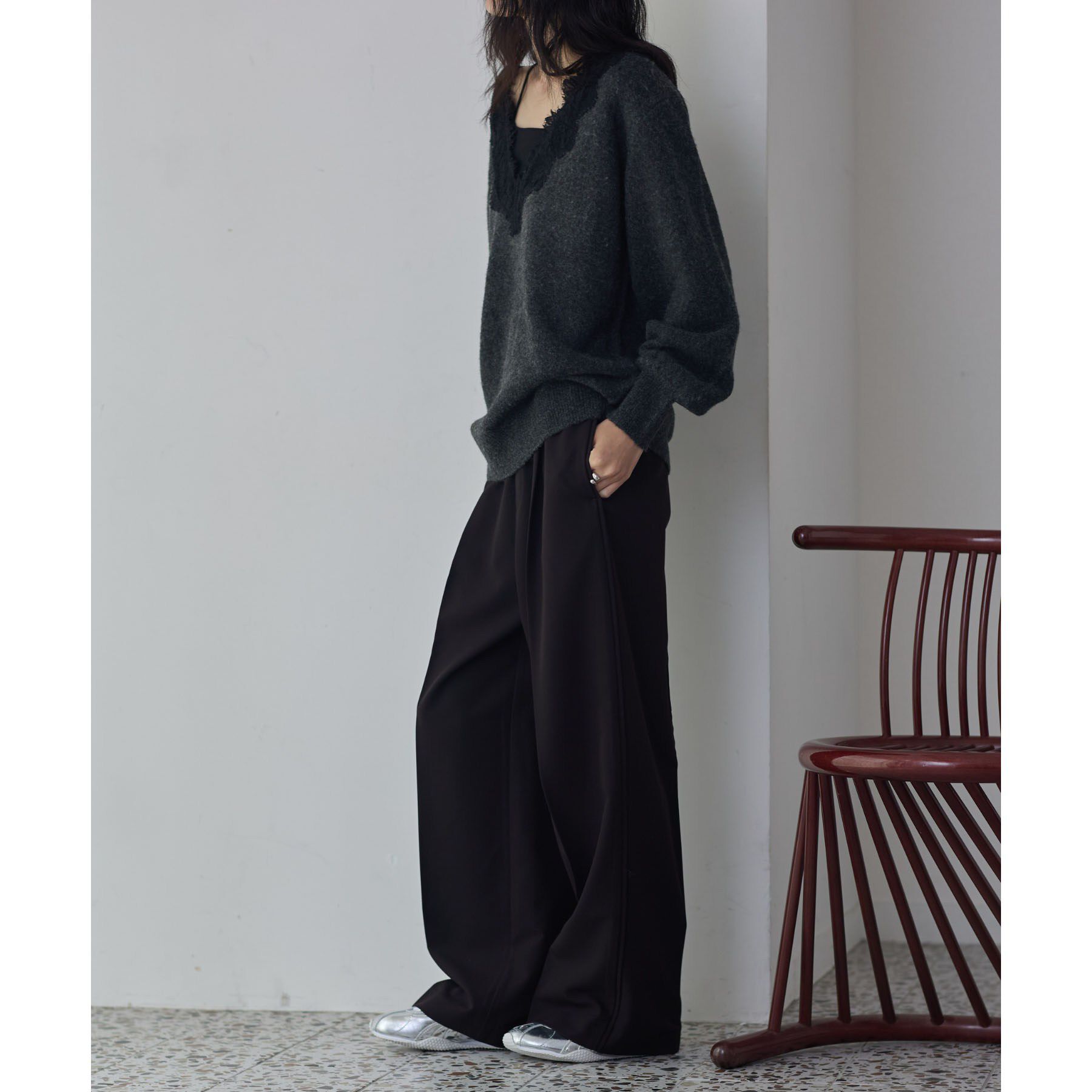 GALLEST「Comfy Set Up｜イージーストレートワイドパンツ【セットアップ対応／通勤／カセット服】」|その他|ブラック(019)