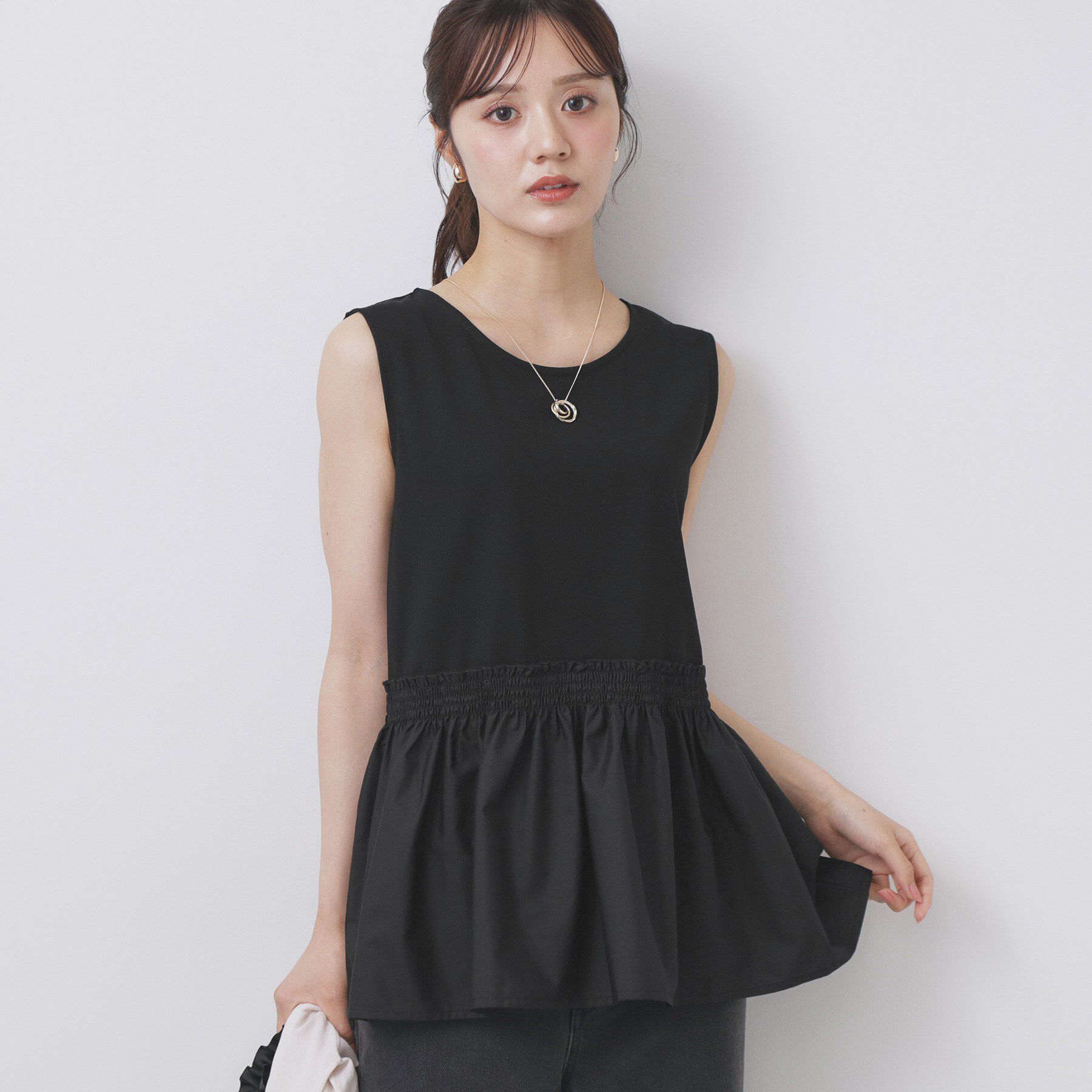 index「ノースリペプラムドッキングトップス【洗濯機洗い可／接触冷感】」|Tシャツ・カットソー|