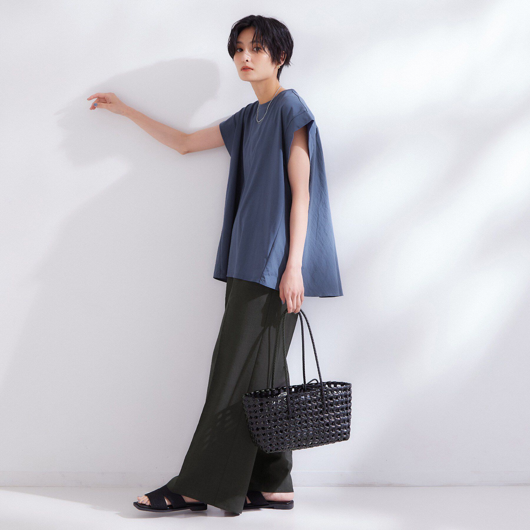 OPAQUE.CLIP「【接触冷感】バックフレアドッキングカットソー《洗濯機OK》」|Tシャツ・カットソー|
