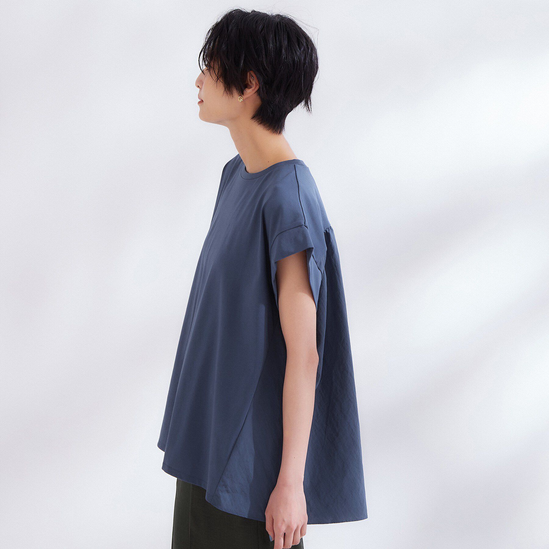 OPAQUE.CLIP「【接触冷感】バックフレアドッキングカットソー《洗濯機OK》」|Tシャツ・カットソー|