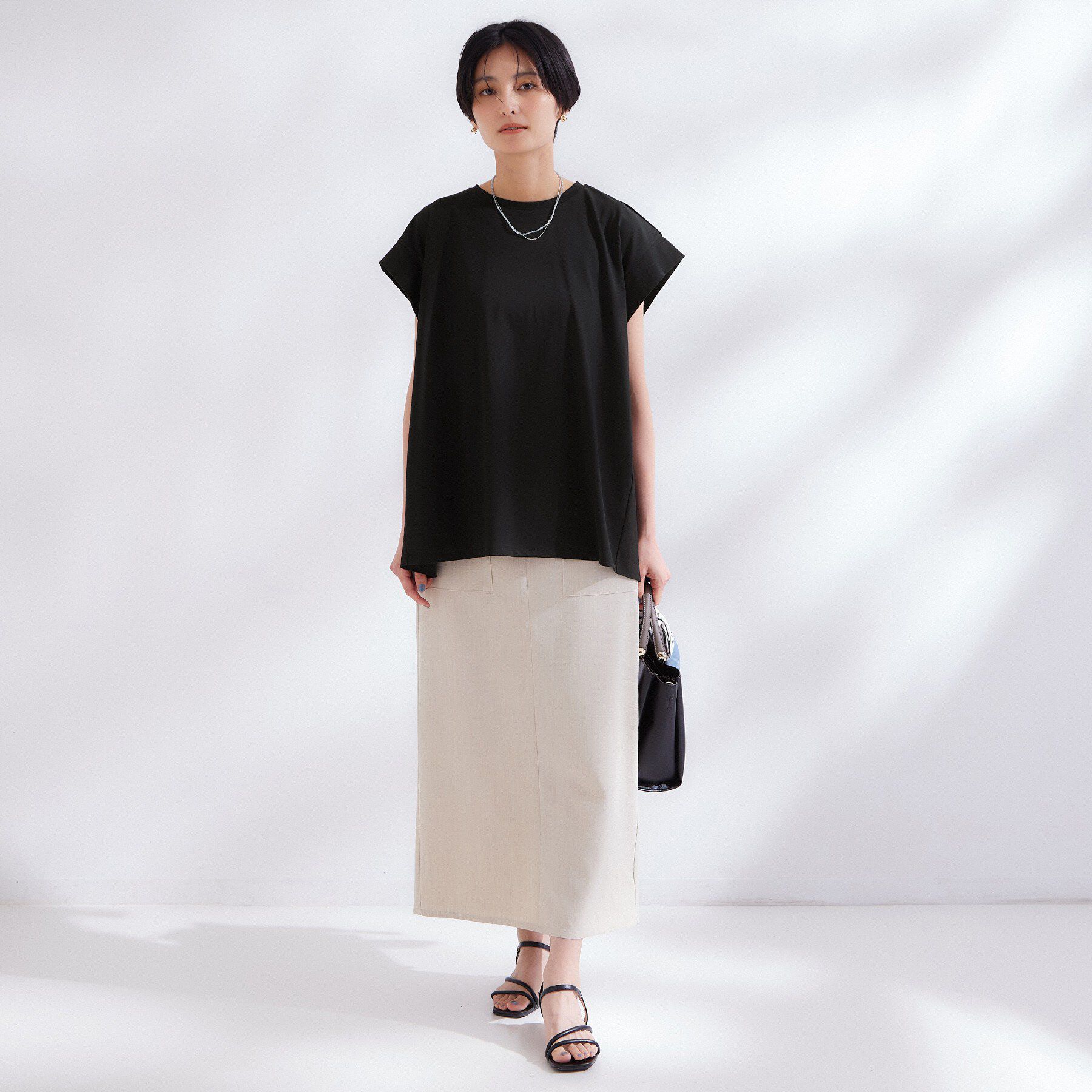 OPAQUE.CLIP「【接触冷感】バックフレアドッキングカットソー《洗濯機OK》」|Tシャツ・カットソー|