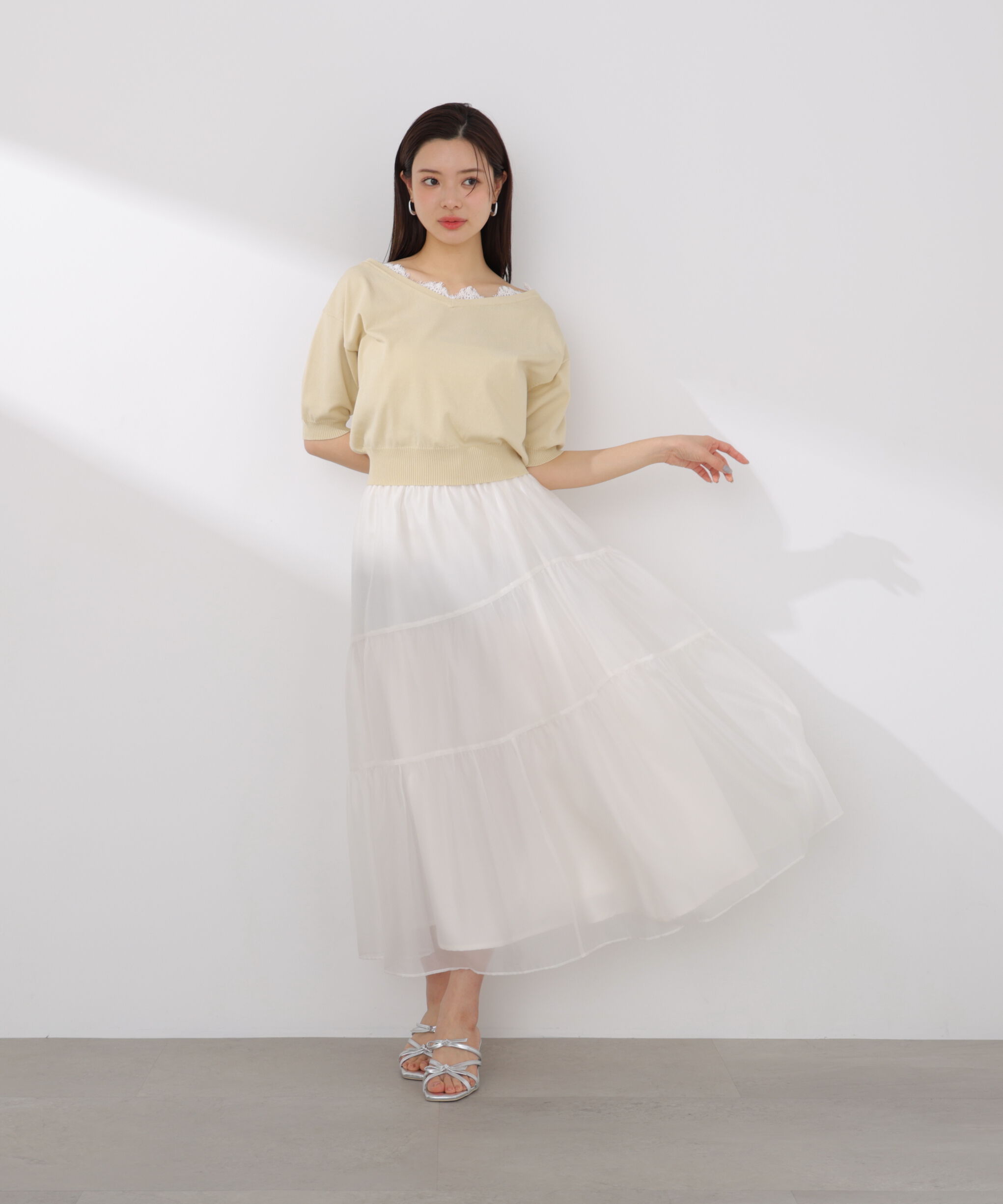 PROPORTION BODY DRESSING「レース付き短丈ニット 26SS」|ニット・セーター|