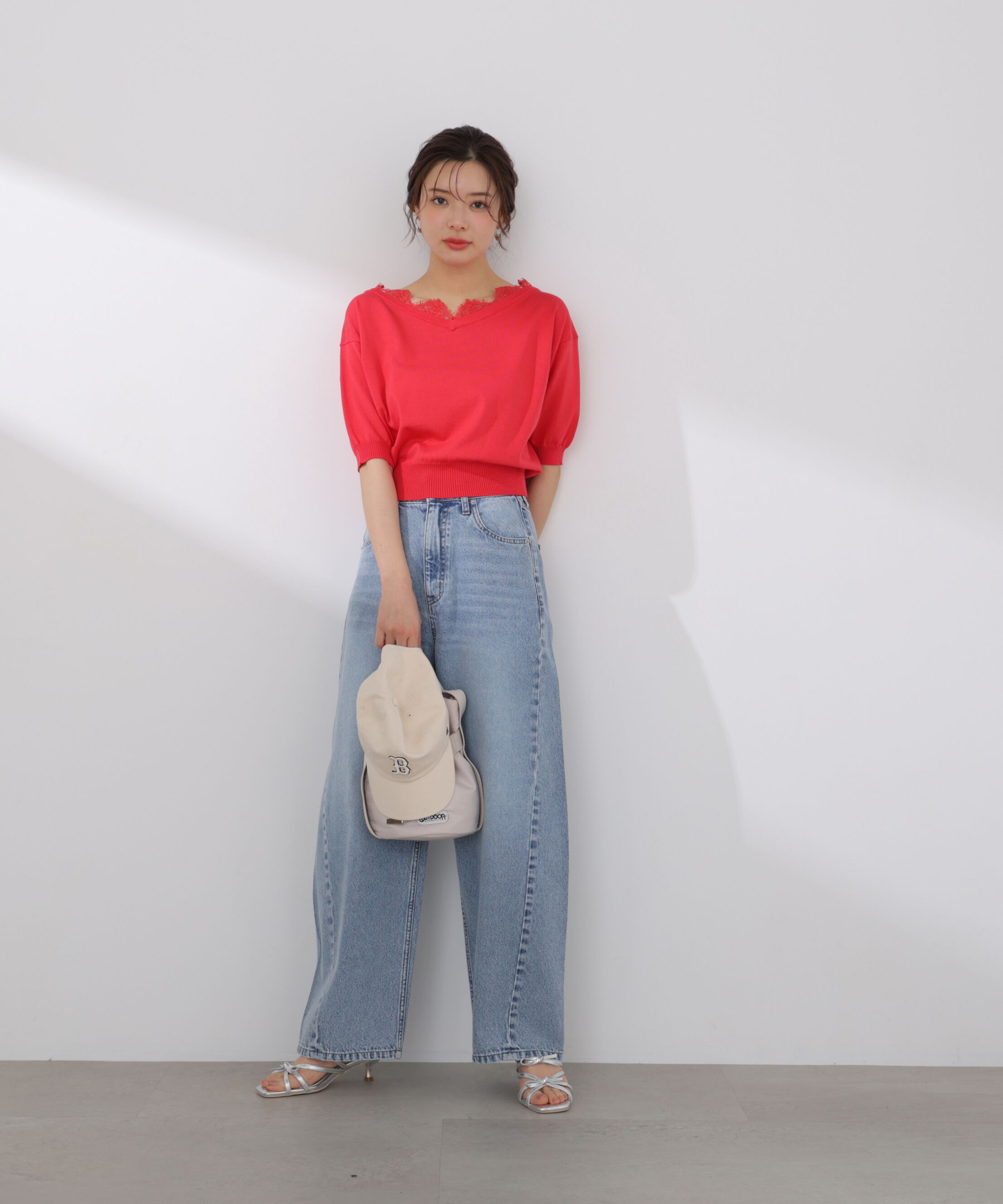 PROPORTION BODY DRESSING「レース付き短丈ニット 26SS」|ニット・セーター|
