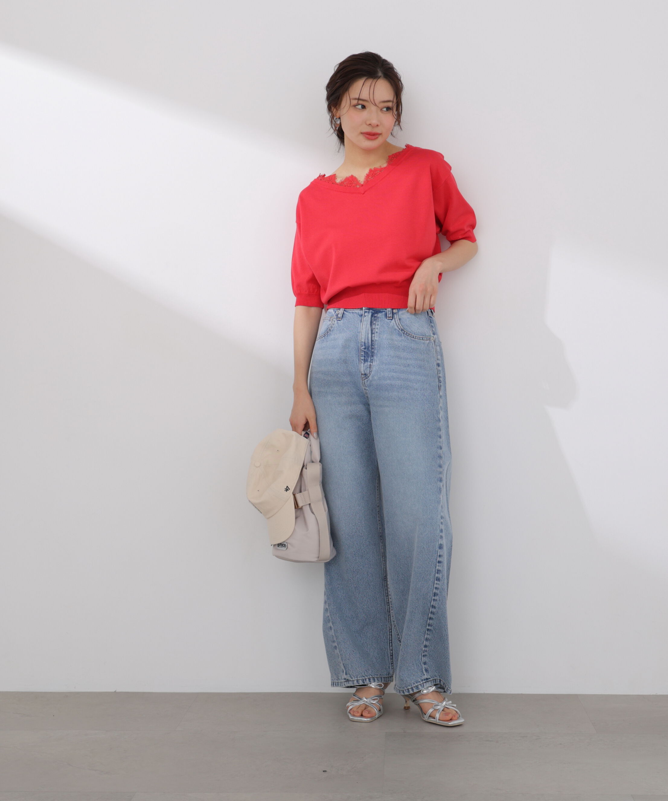 PROPORTION BODY DRESSING「レース付き短丈ニット 26SS」|ニット・セーター|