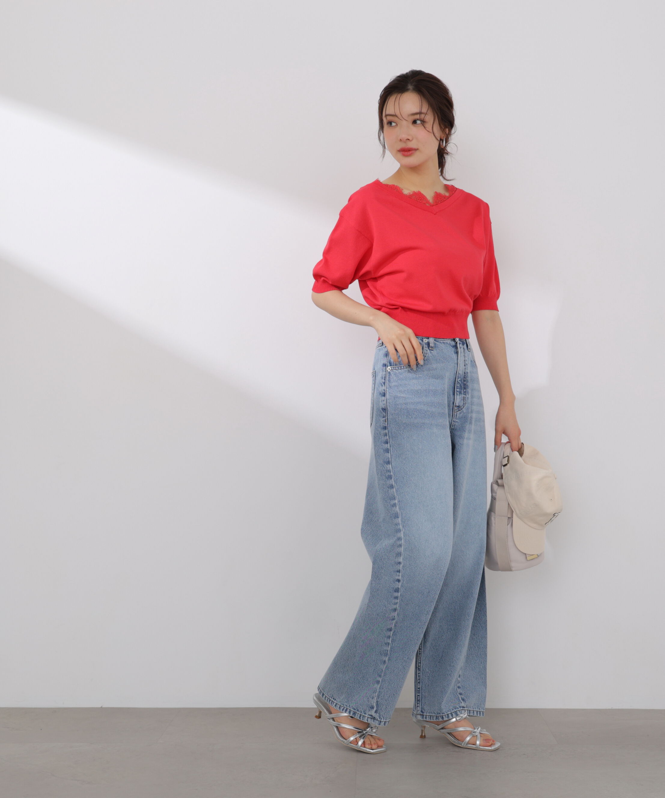 PROPORTION BODY DRESSING「レース付き短丈ニット 26SS」|ニット・セーター|
