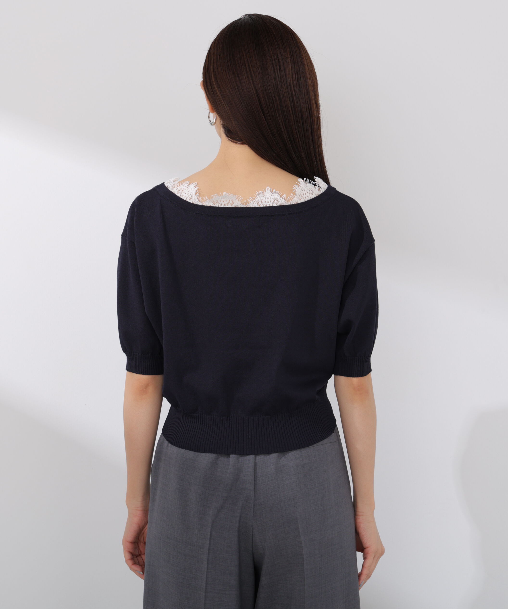 PROPORTION BODY DRESSING「レース付き短丈ニット 26SS」|ニット・セーター|