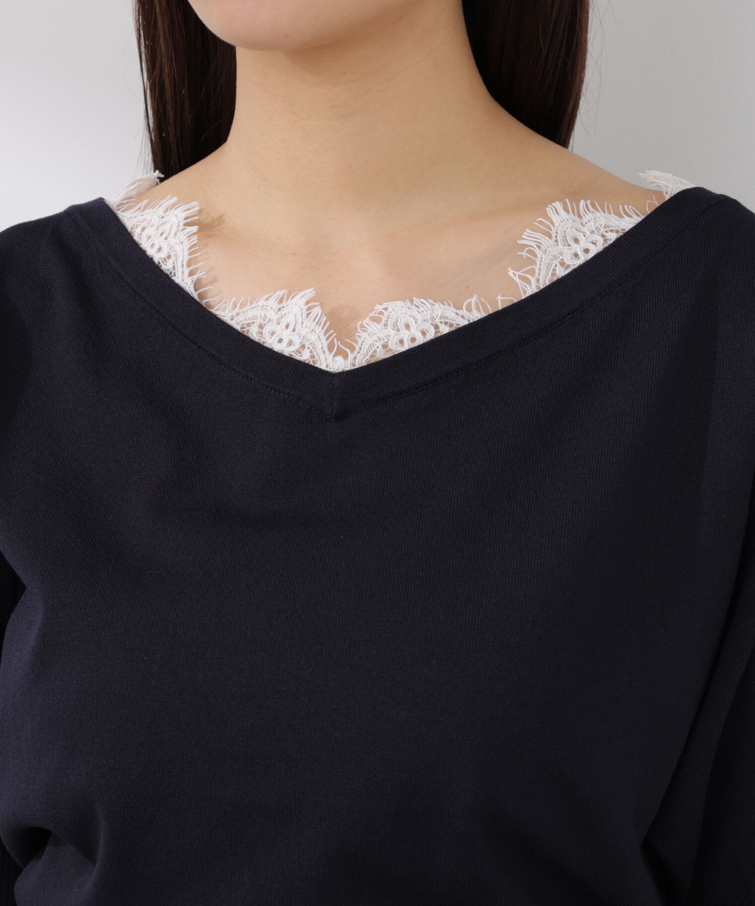 PROPORTION BODY DRESSING「レース付き短丈ニット 26SS」|ニット・セーター|