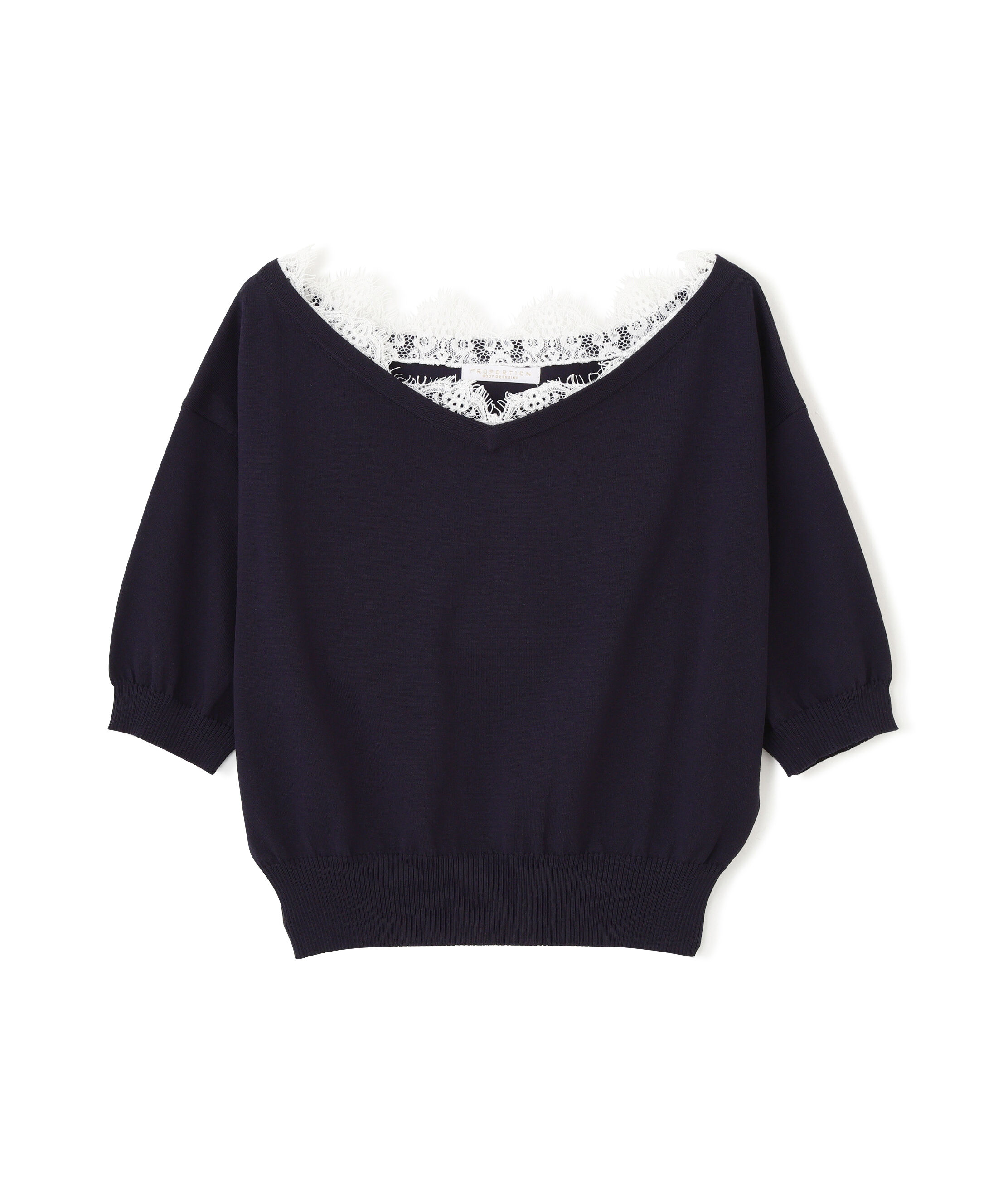 PROPORTION BODY DRESSING「レース付き短丈ニット 26SS」|ニット・セーター|