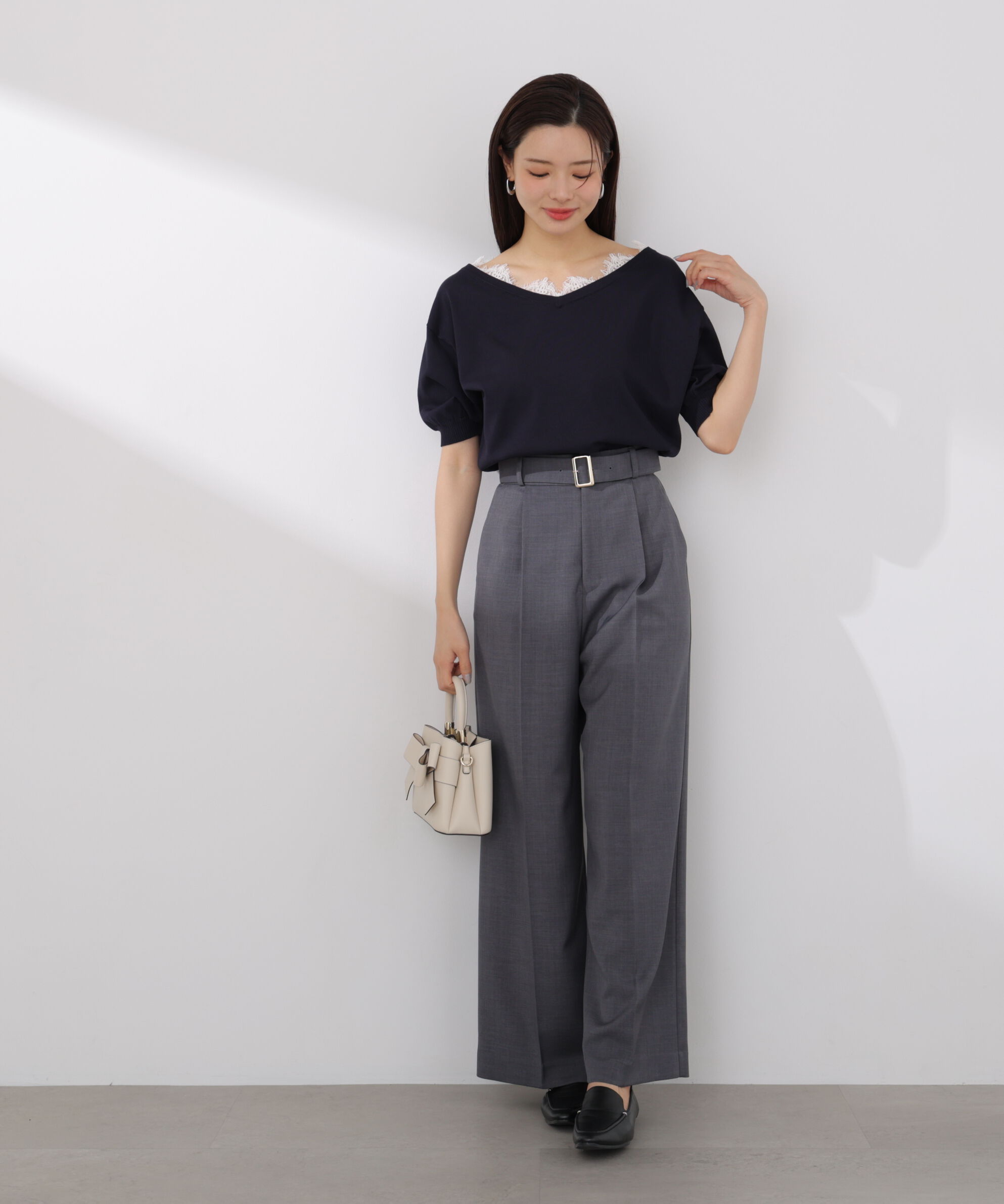 PROPORTION BODY DRESSING「レース付き短丈ニット 26SS」|ニット・セーター|