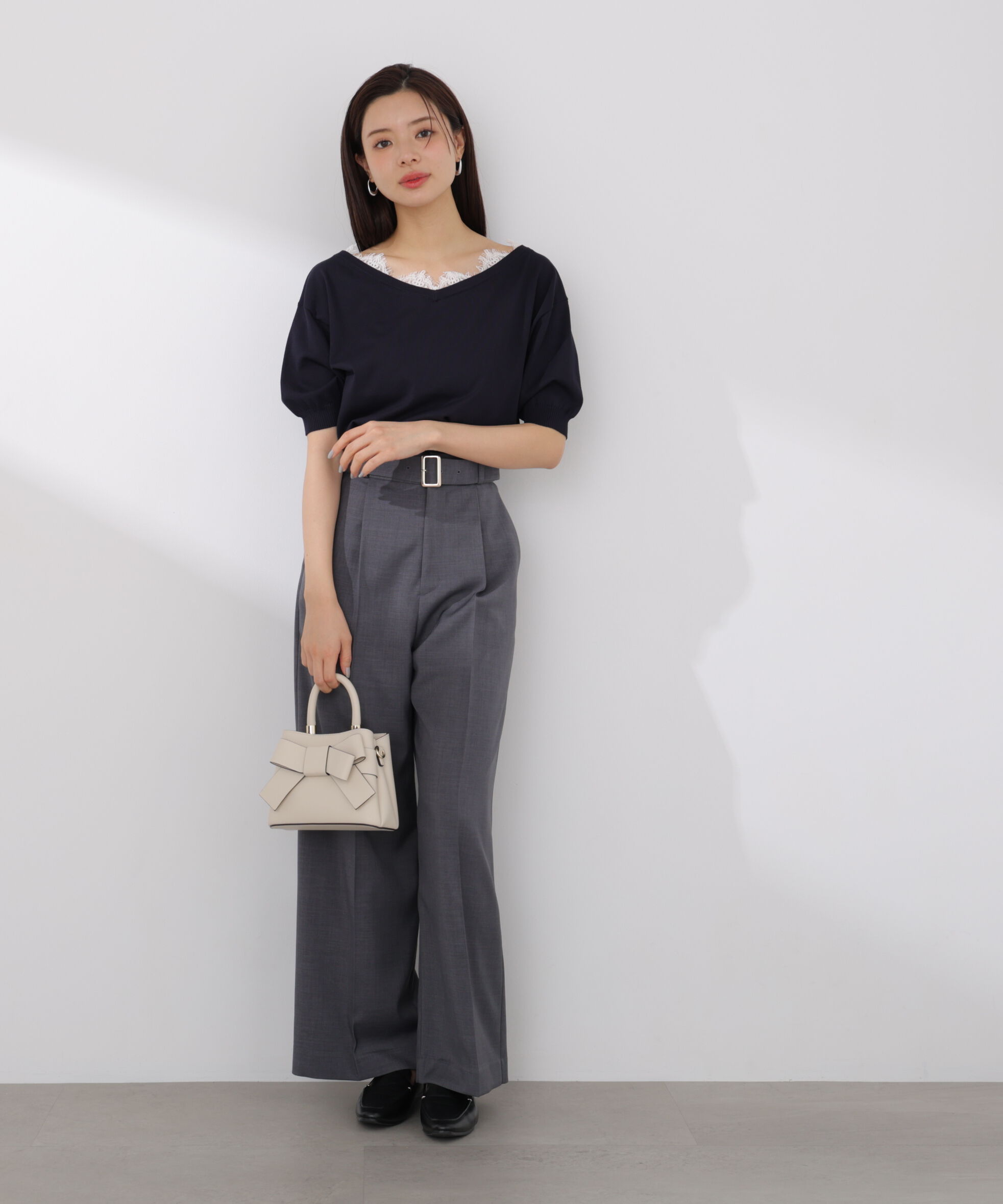 PROPORTION BODY DRESSING「レース付き短丈ニット 26SS」|ニット・セーター|