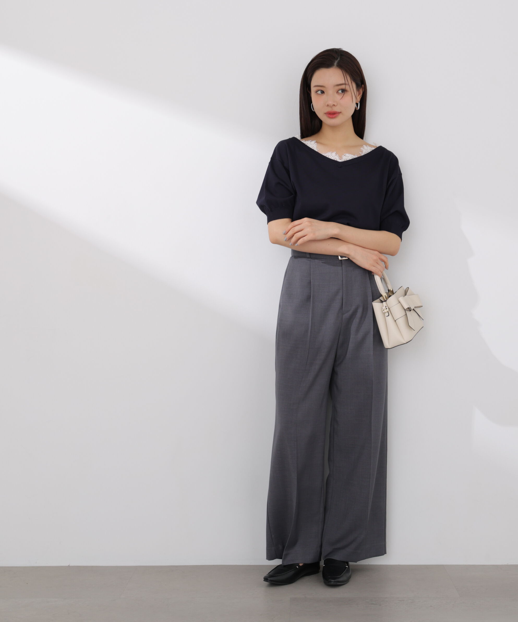 PROPORTION BODY DRESSING「レース付き短丈ニット 26SS」|ニット・セーター|