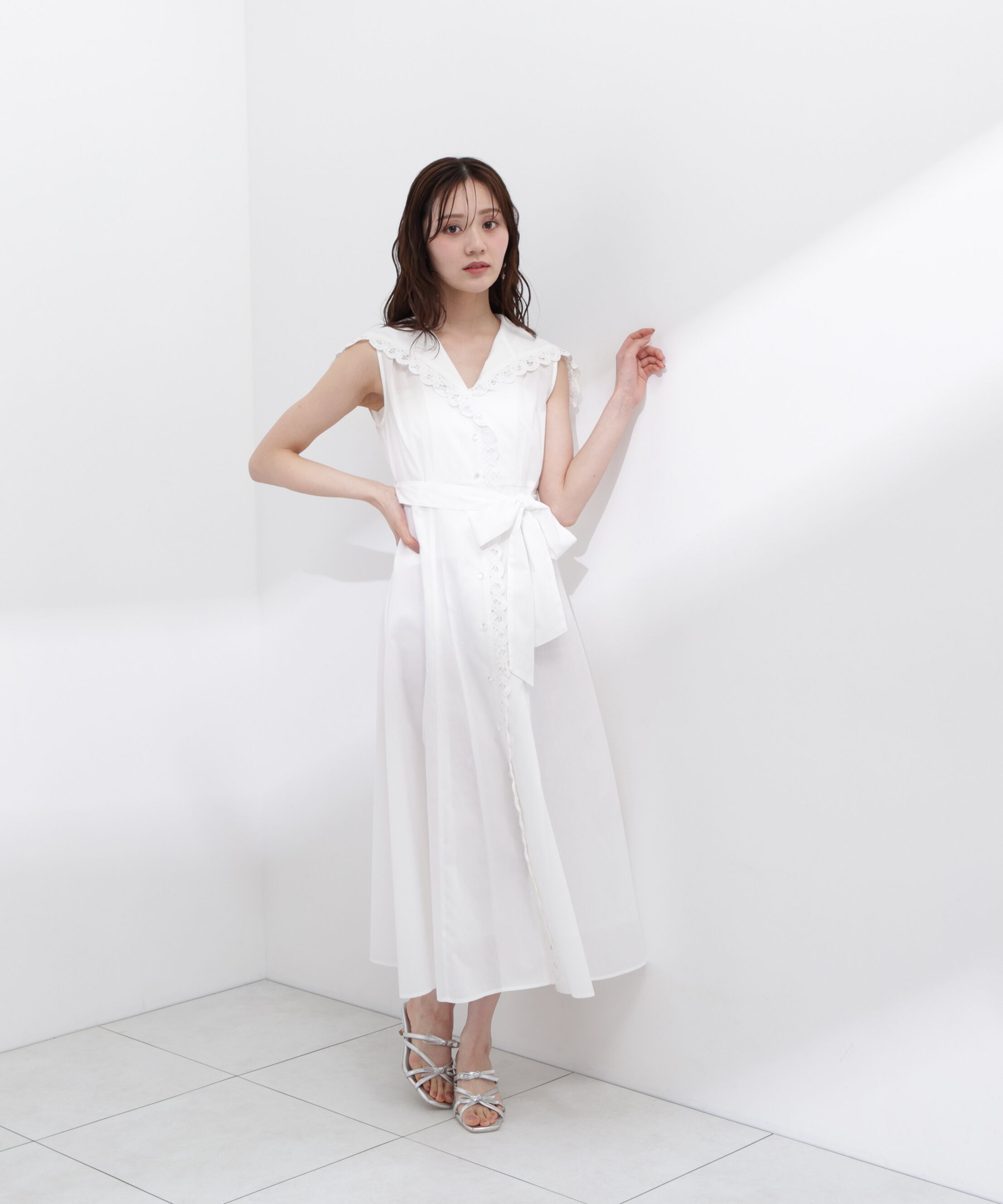 PROPORTION BODY DRESSING「＜中川紅葉さん着用＞セーラーカラーレーストリムワンピース」|ワンピース|