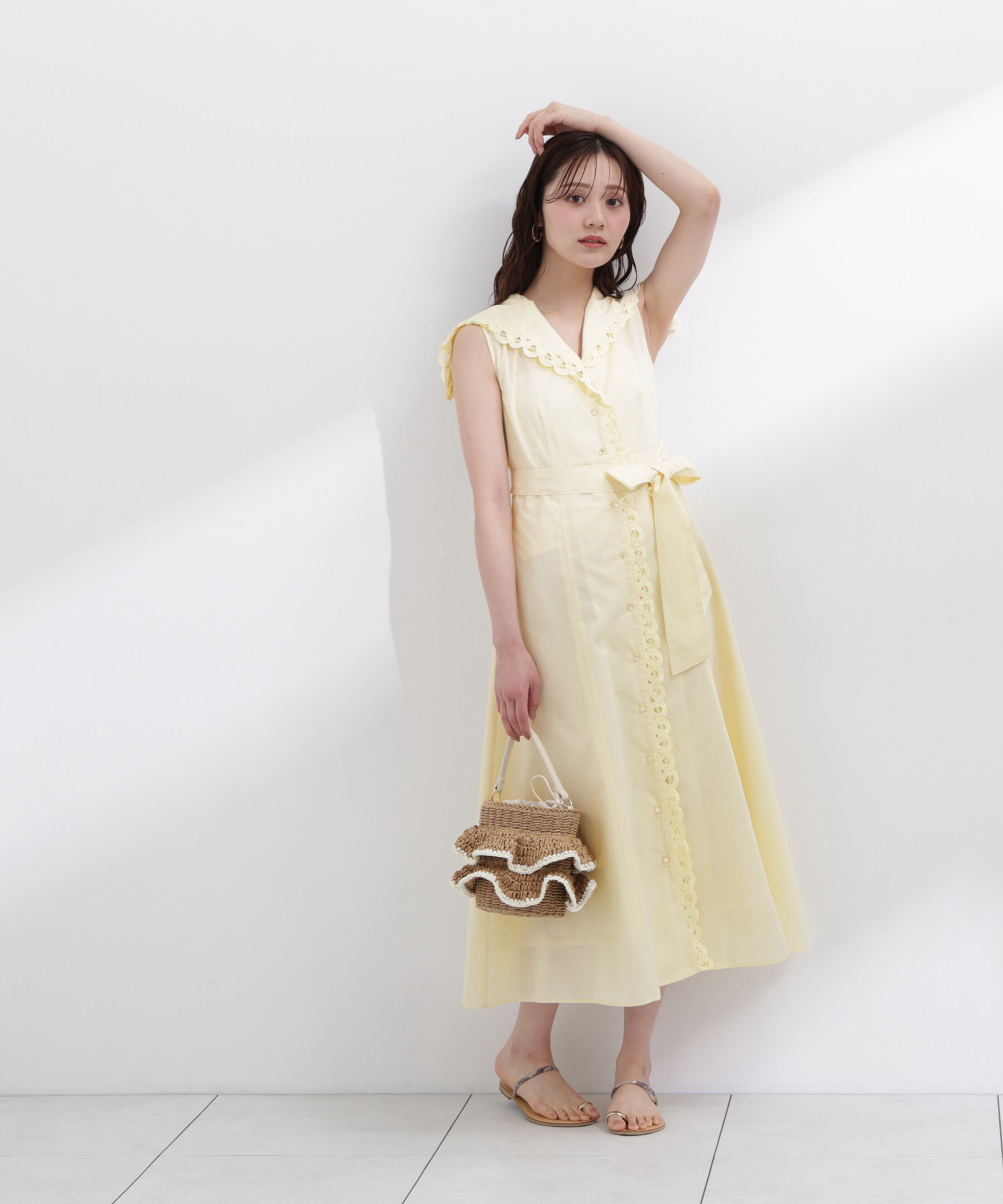 PROPORTION BODY DRESSING「＜中川紅葉さん着用＞セーラーカラーレーストリムワンピース」|ワンピース|