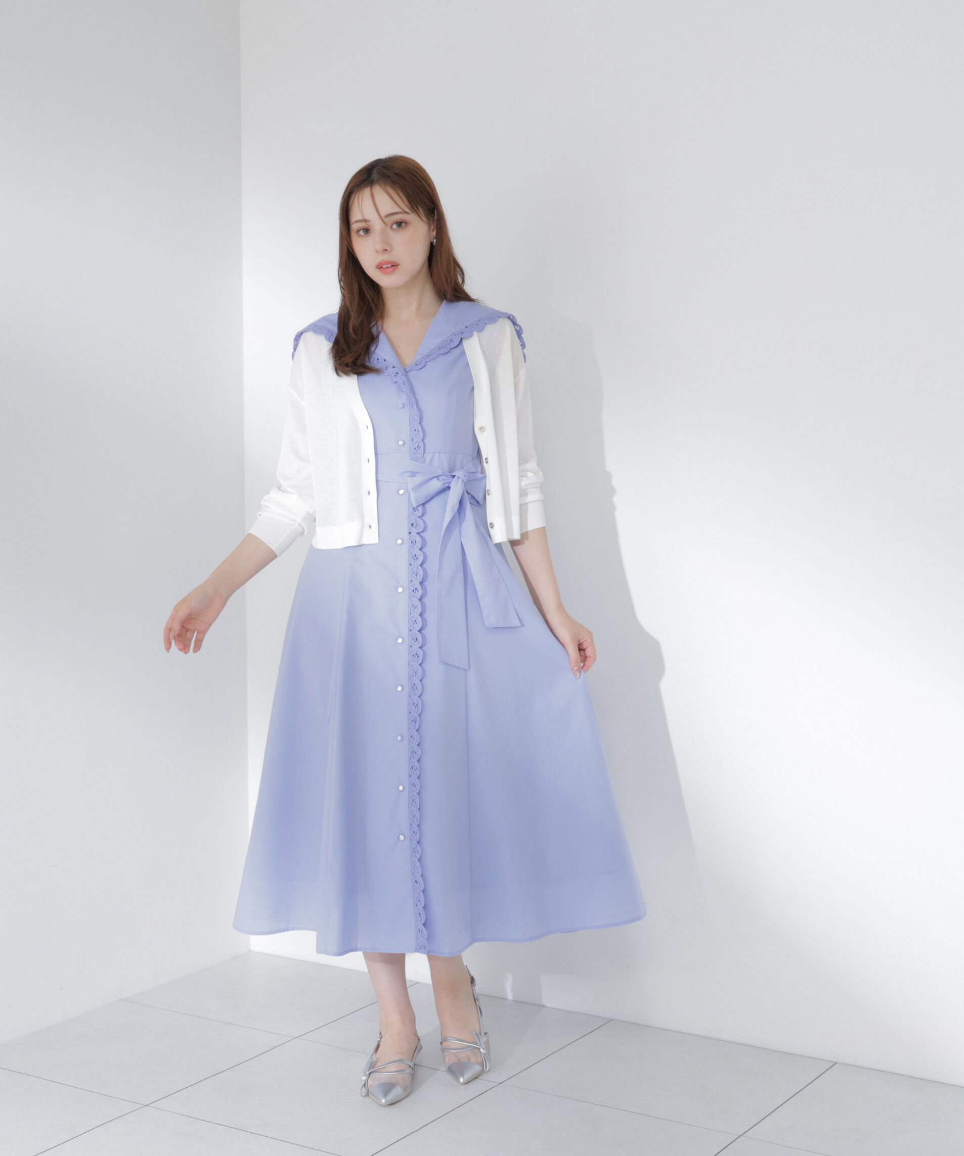 PROPORTION BODY DRESSING「＜中川紅葉さん着用＞セーラーカラーレーストリムワンピース」|ワンピース|