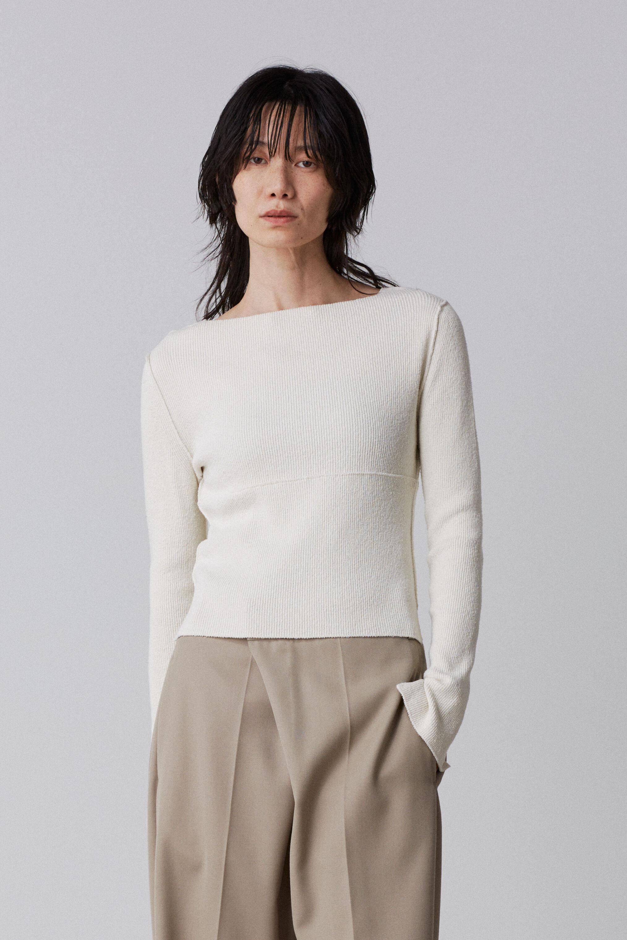 YLEVE 「YLEVE / RAW SILK NEP KNIT PULL OVER」|ニット・セーター|ホワイト
