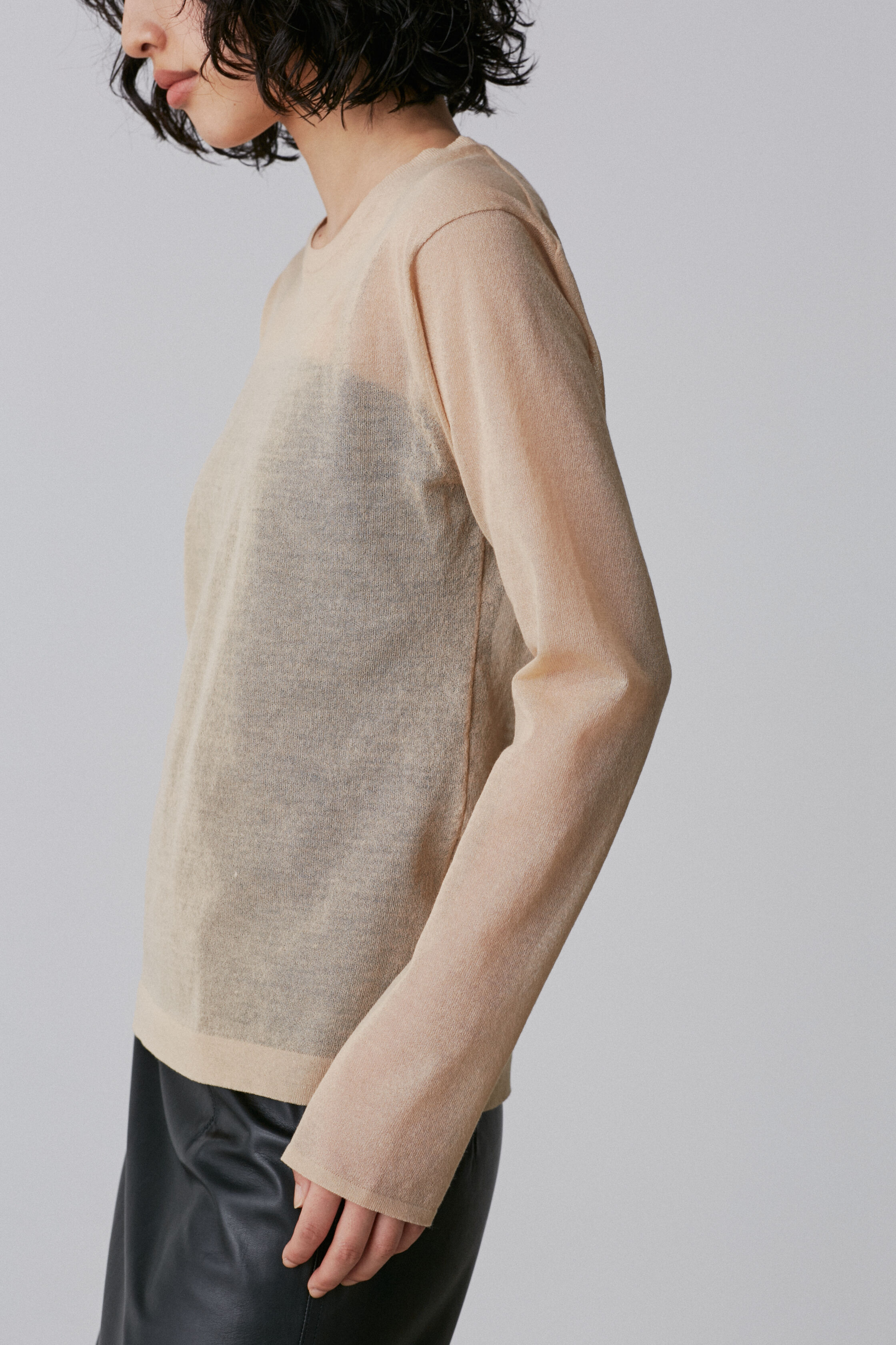 YLEVE 「YLEVE / POLYESTER RAMIE SHEER KNIT PULL OVER」|ニット・セーター|