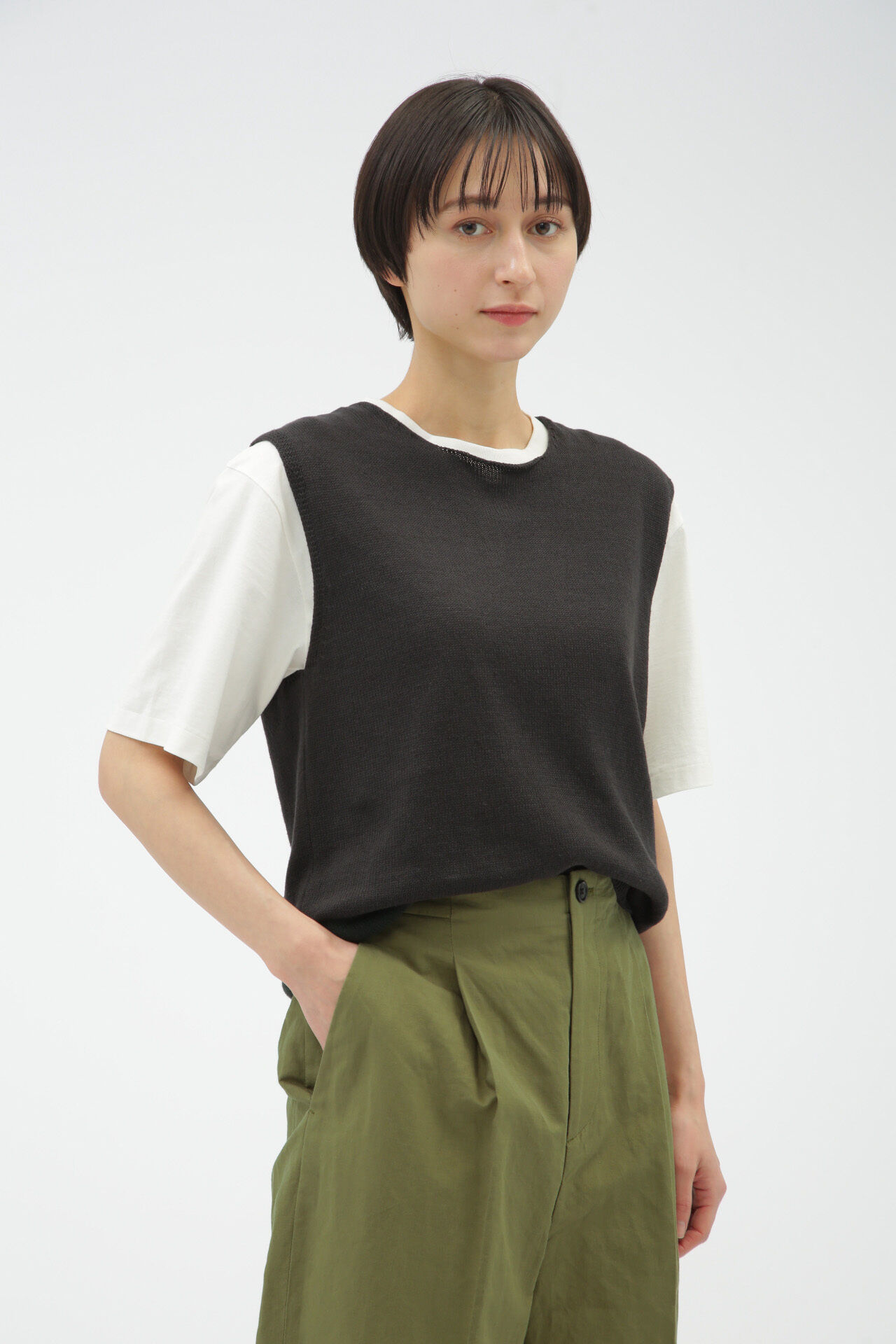  「COTTON LINEN RAMIE」|ニット・セーター|BLACK