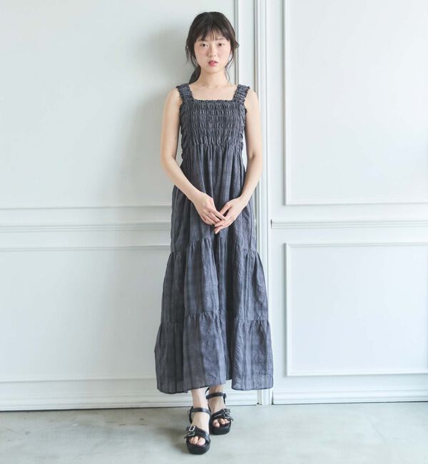 archives「シュシュ付チェックシャーリングワンピース」|ワンピース|