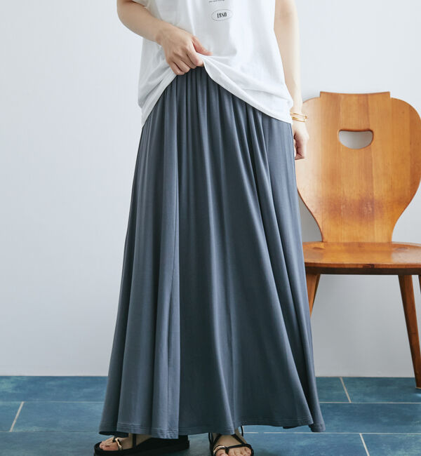 Doux archives「とろみカットソーギャザースカート」|スカート|CHARCOAL GRAY
