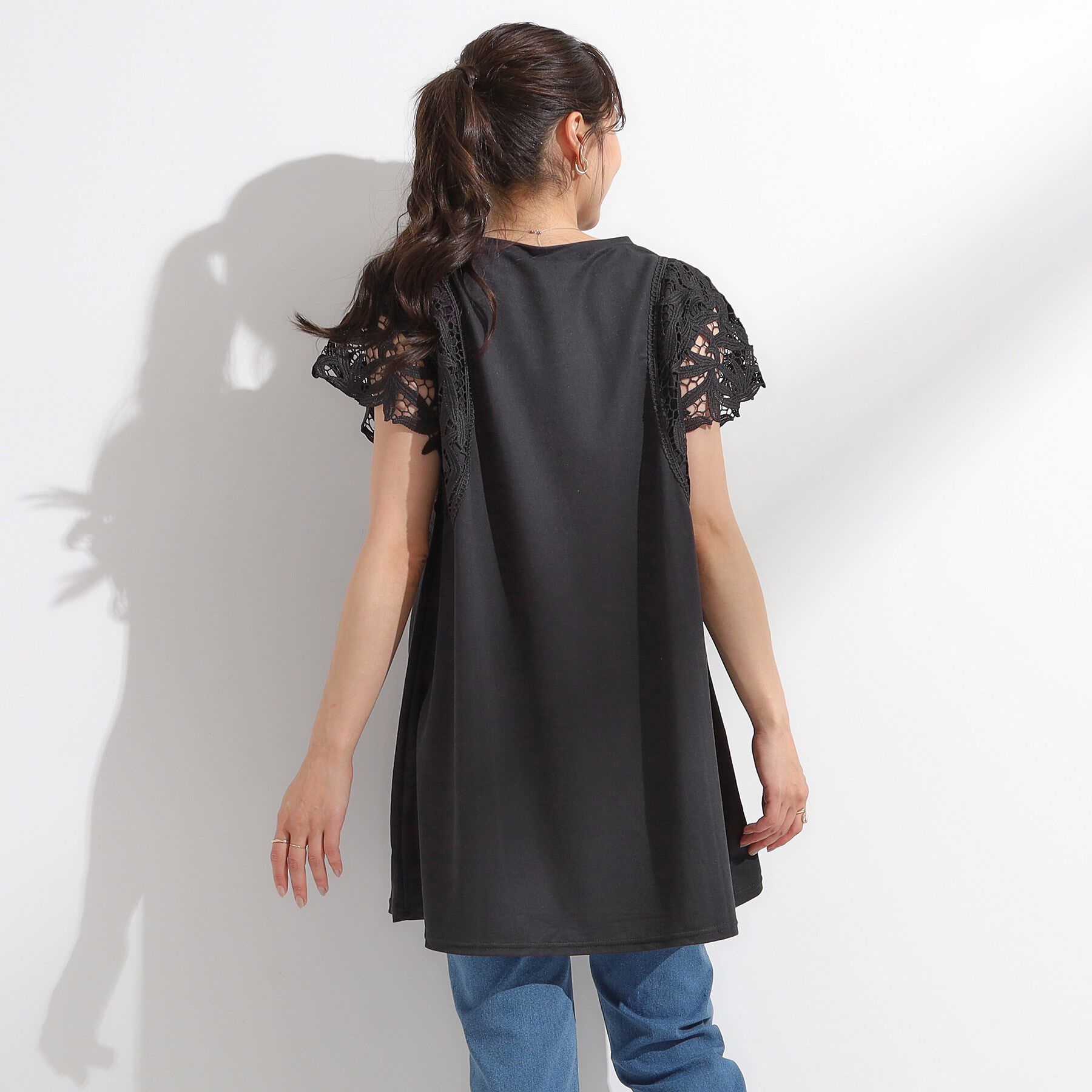 SHOO･LA･RUE「【S-LL】上品華やか お袖レースチュニックトップス」|チュニック|