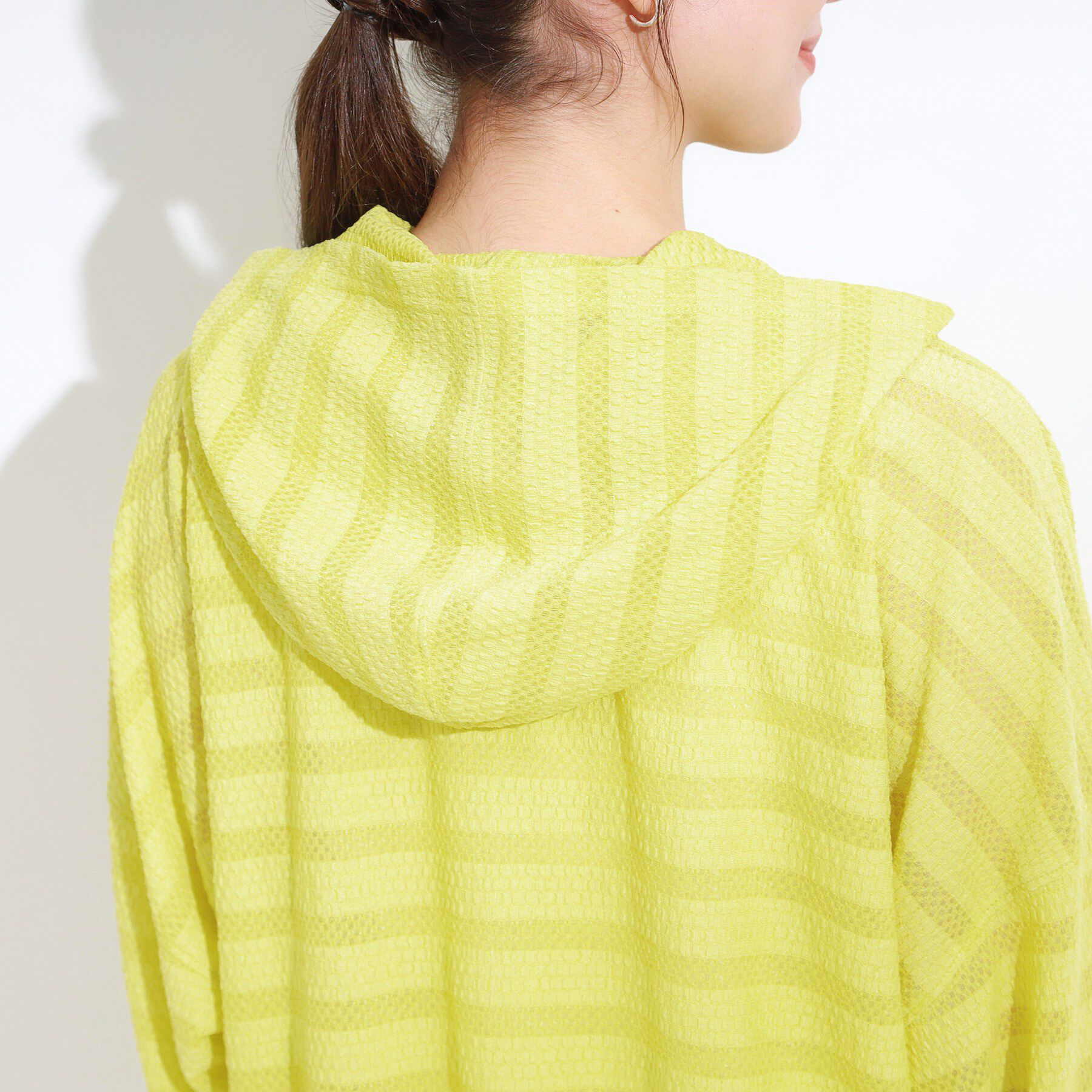 SHOO･LA･RUE「【UV/水陸両用】手の甲まで隠れる レースボーダー ラッシュガードパーカ」|カーディガン|