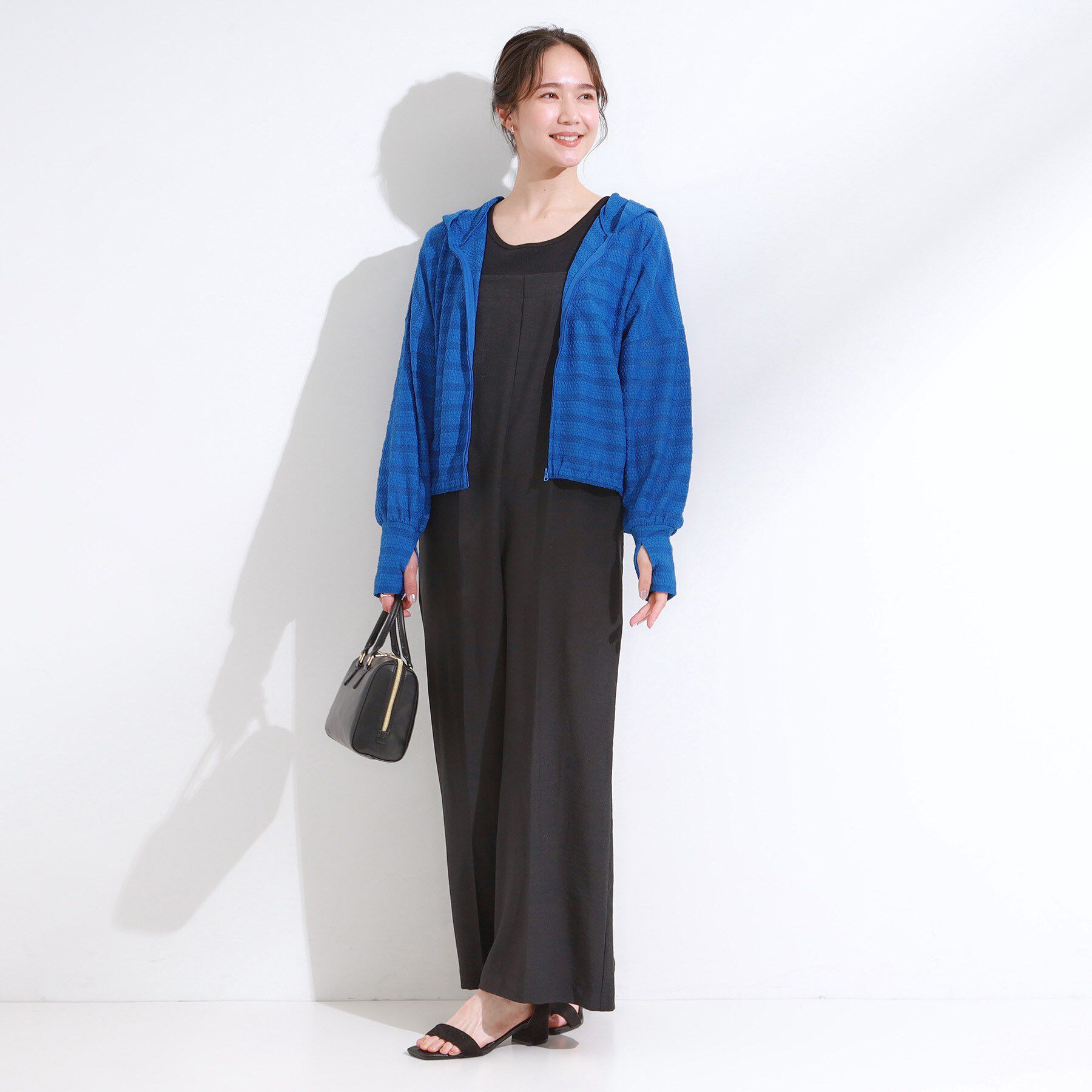 SHOO･LA･RUE「【UV/水陸両用】手の甲まで隠れる レースボーダー ラッシュガードパーカ」|カーディガン|