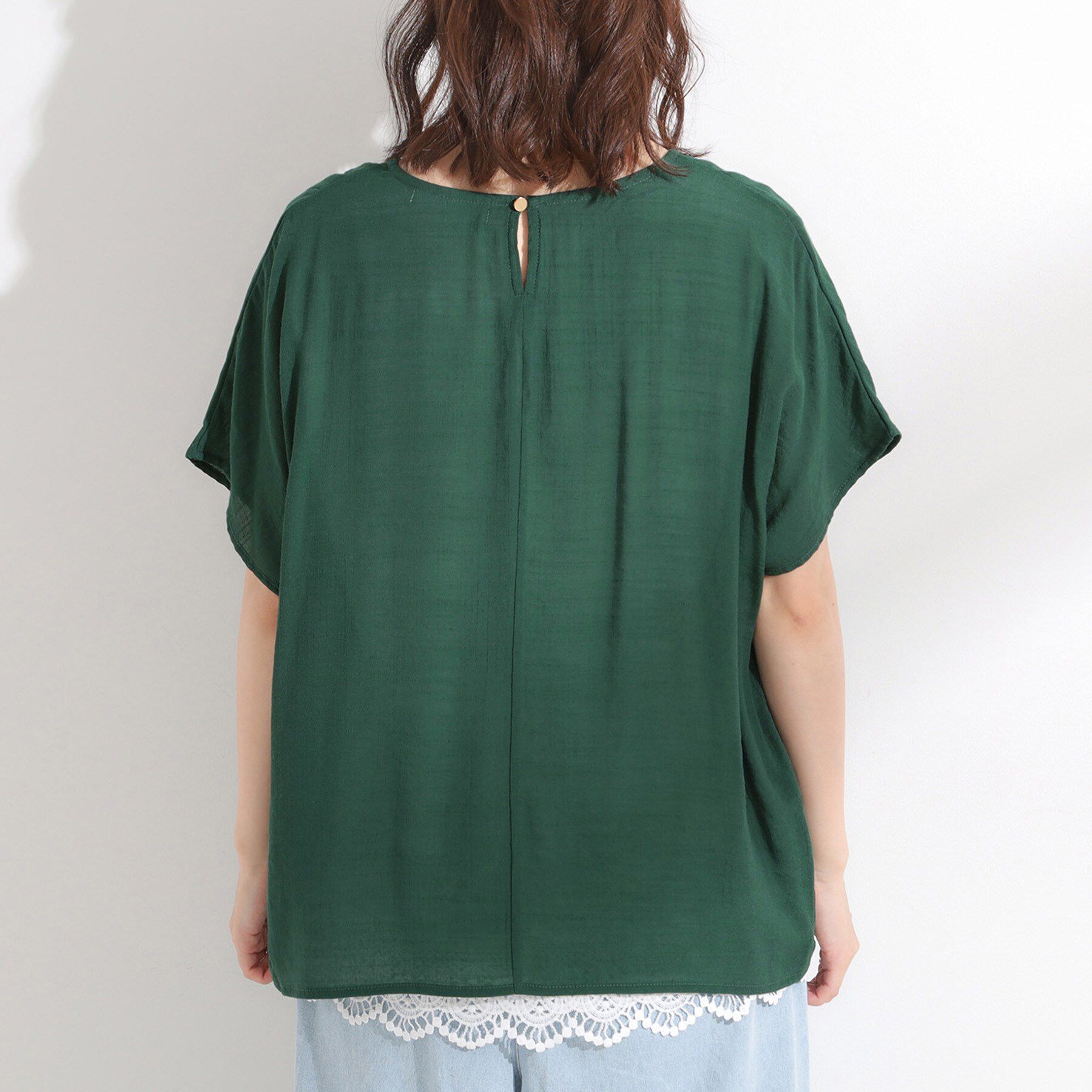 SHOO･LA･RUE「【S-LL】着るだけで簡単にコーデが決まる レースレイヤード風ドルマントップス」|Tシャツ・カットソー|
