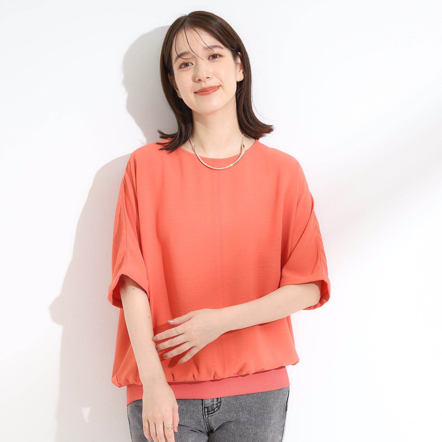 SHOO･LA･RUE「【洗濯後しわになりにくい】さらっとタッチの 5分袖ドルマンブラウス」|シャツ・ブラウス|